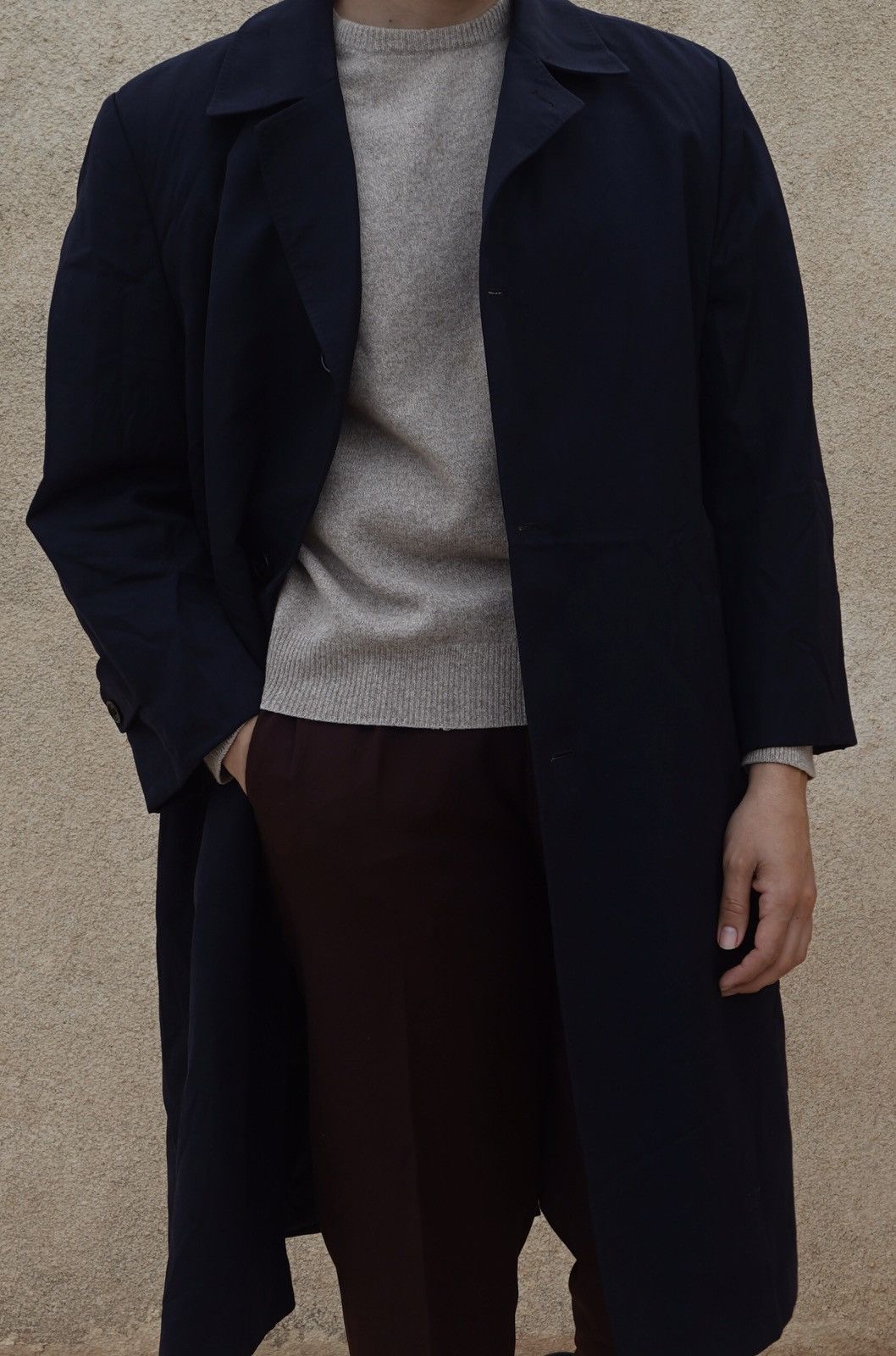 navy blue AQUASCUTUM wool raincoat