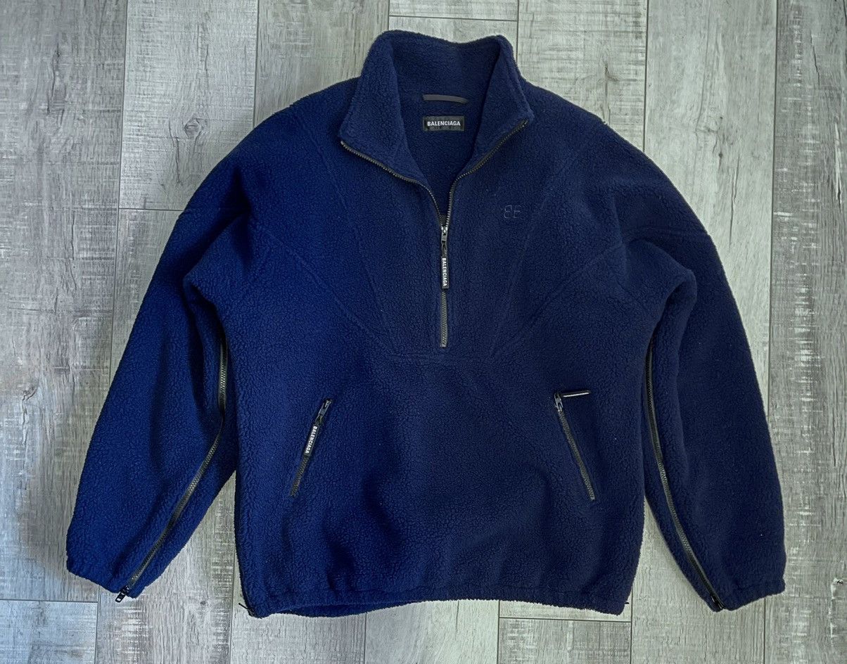 Balenciaga Balenciaga Navy Faux Sherpa Jacket | Grailed