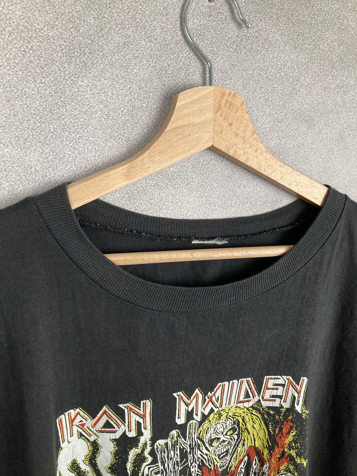 Band Tees Vintage 80s Iron Maiden Washed Black Number Of The Beast Size US XL / EU 56 / 4 - 5 Thumbnail