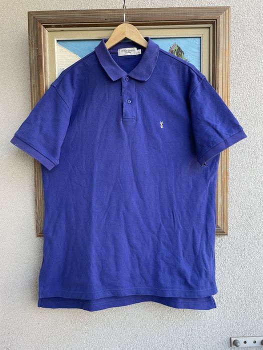 Vintage Yves Saint Laurent YSL Polo Royal Blue Mini Logo Casual Rare ...