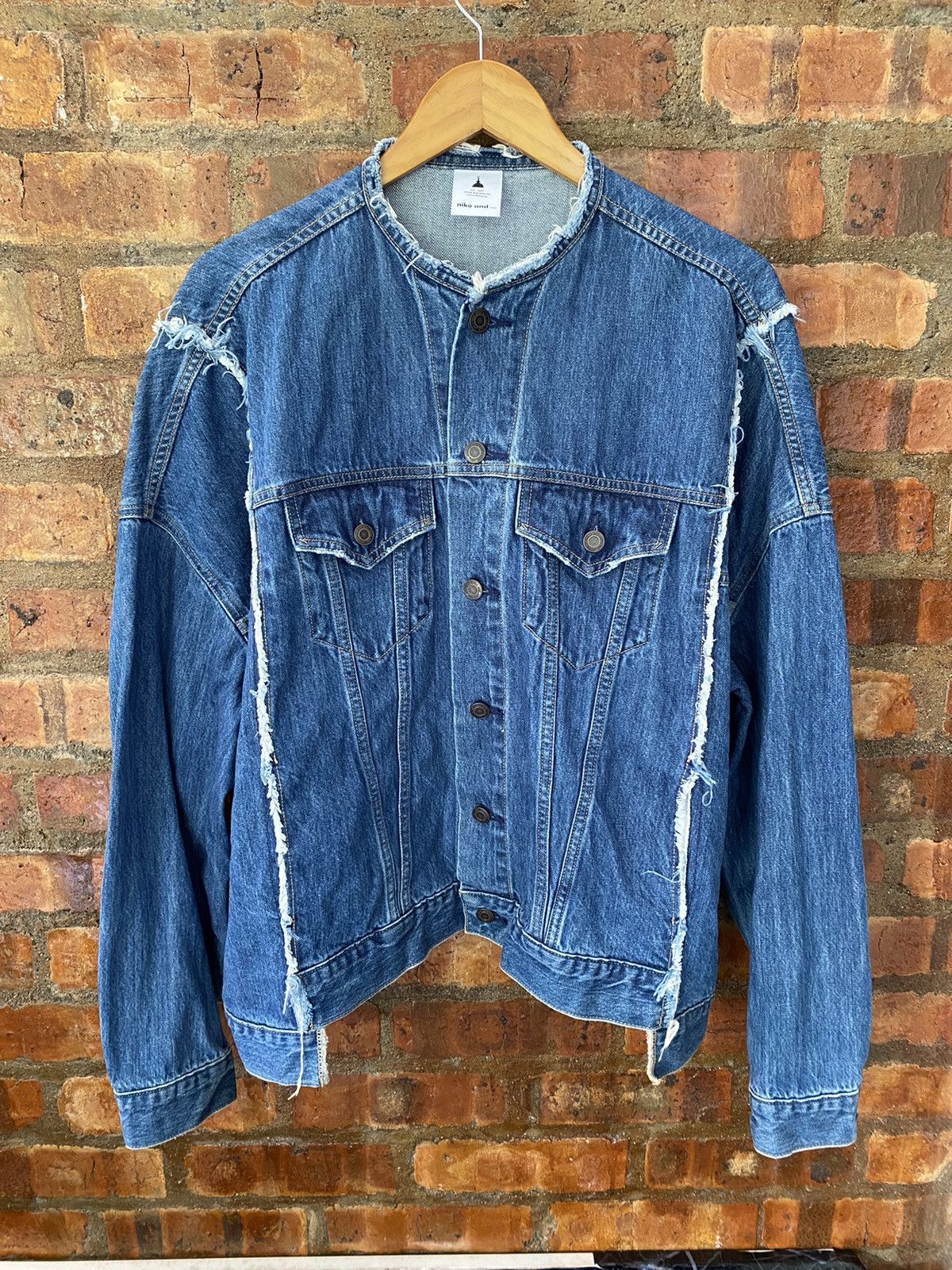 Japanese Brand Niko and..Japan Rebuild 5 cut oversize fringe denim jacket Size US M / EU 48-50 / 2 - 2 Thumbnail