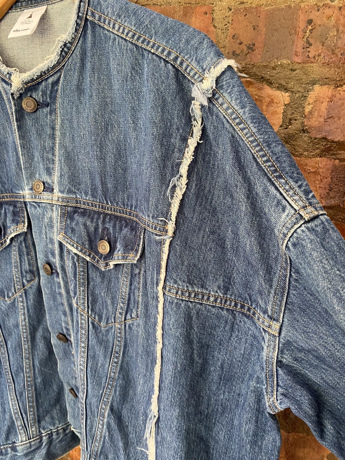 Japanese Brand Niko and..Japan Rebuild 5 cut oversize fringe denim jacket Size US M / EU 48-50 / 2 - 5 Thumbnail