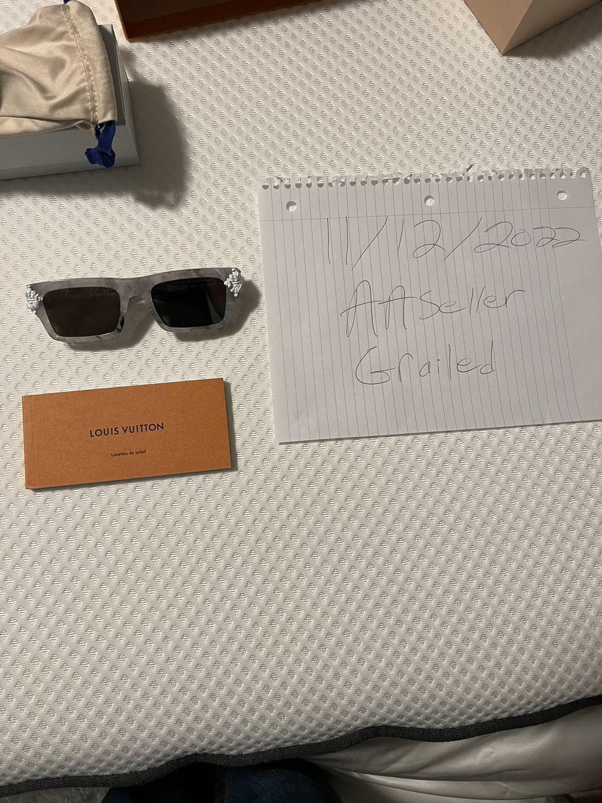 Louis Vuitton Louis Vuitton White Marble Montgomery Sunglasses Size ONE SIZE - 16 Thumbnail