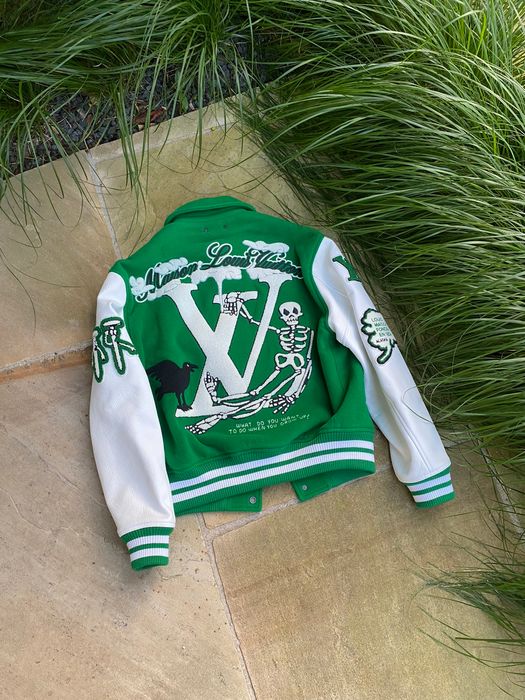 Louis Vuitton Varsity Leather Jacket Green Men's - FW21 - US