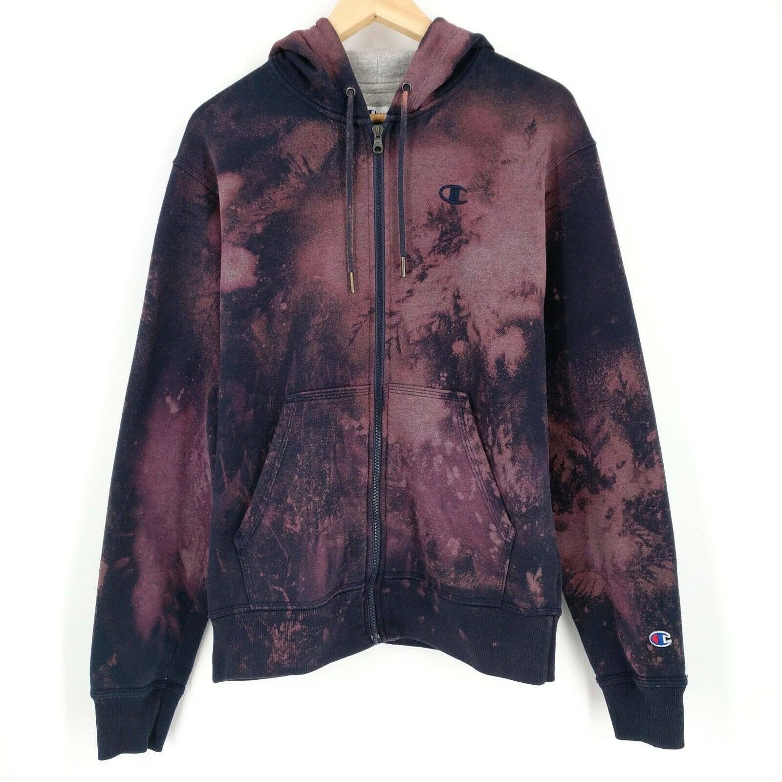 Champion Custom Hand Bleached Small Logo Hoodie Sweatshirt S