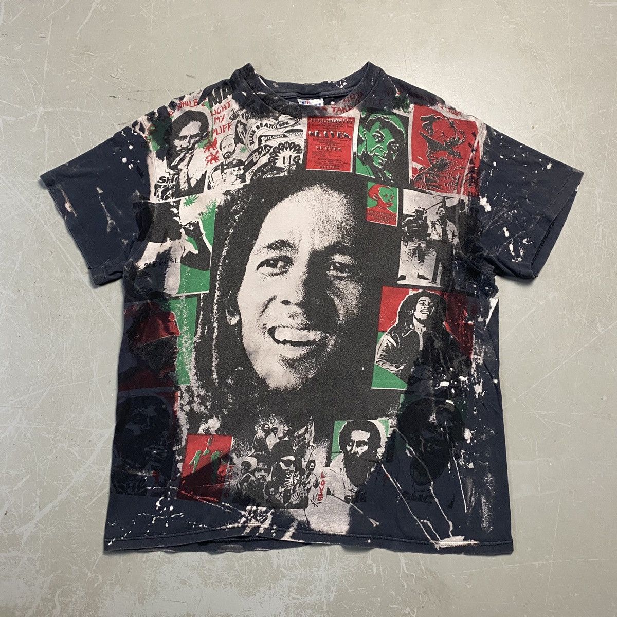 Vintage 1990 Bob Marley Mosquito Head All Over Print T-shirt | Grailed