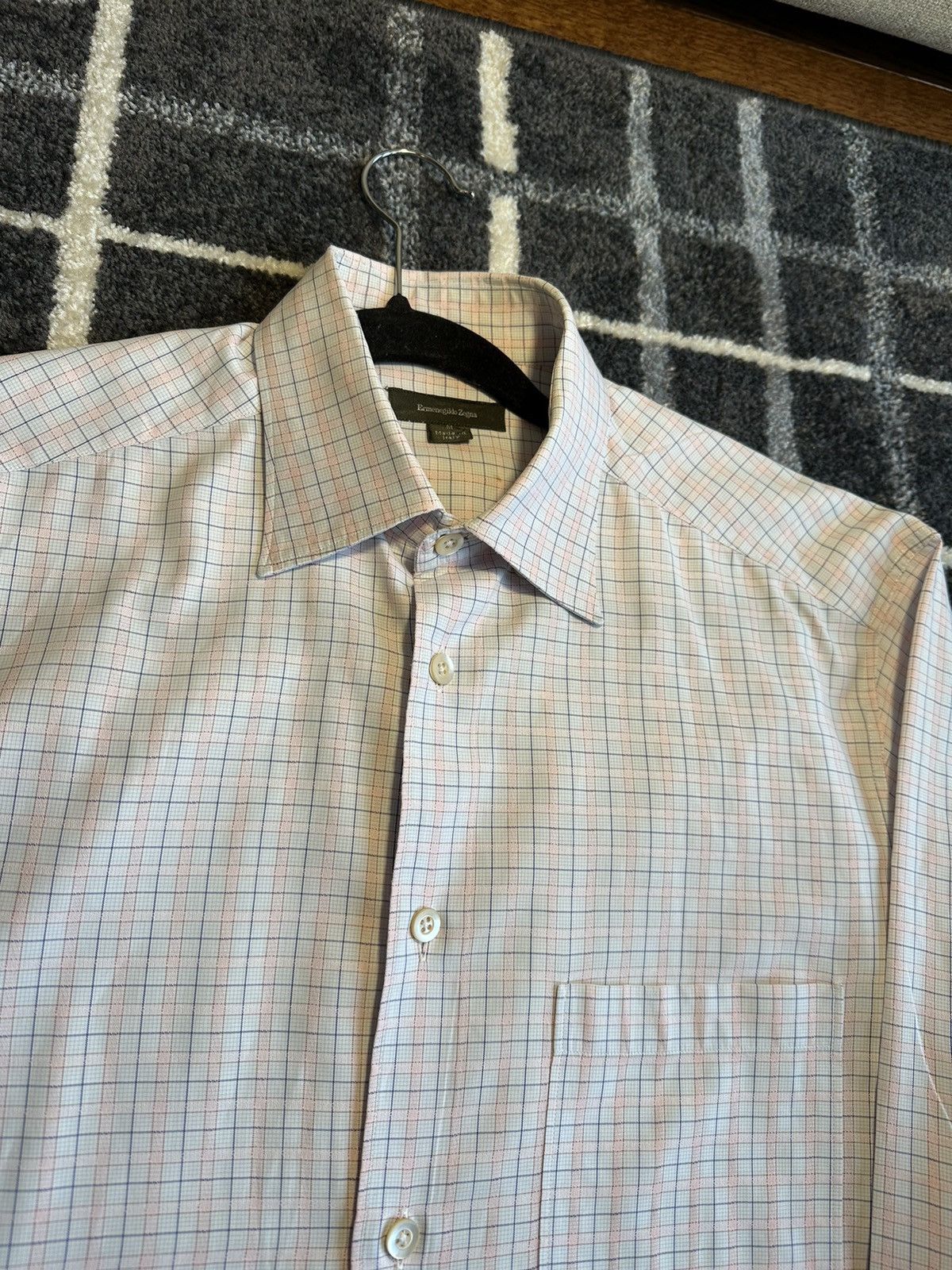 Ermenegildo Zegna Vintage Ermenegildo Zegna Checkered knitted shirt pink/blue Size US M / EU 48-50 / 2 - 1 Thumbnail