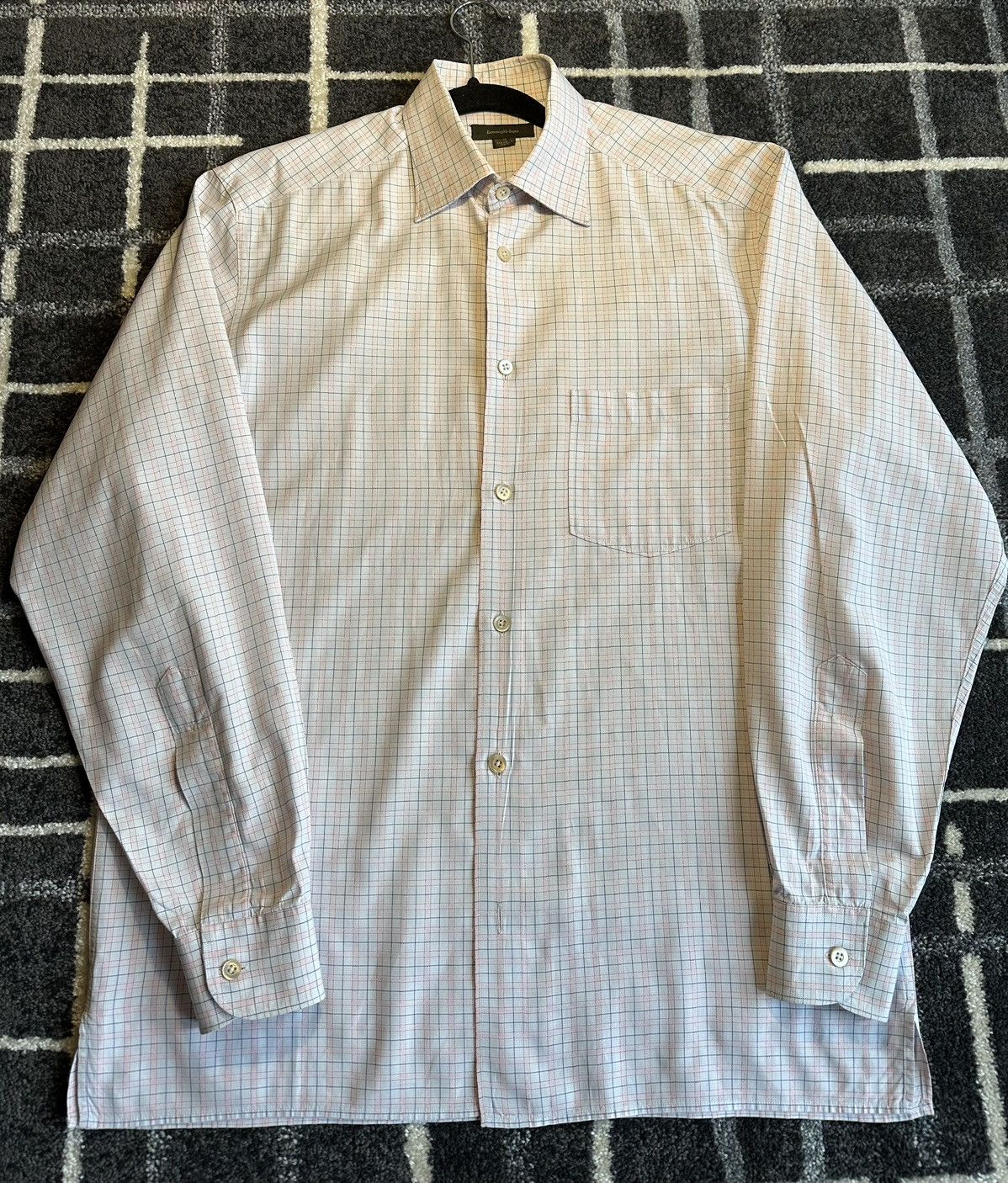 Ermenegildo Zegna Vintage Ermenegildo Zegna Checkered knitted shirt pink/blue Size US M / EU 48-50 / 2 - 4 Thumbnail