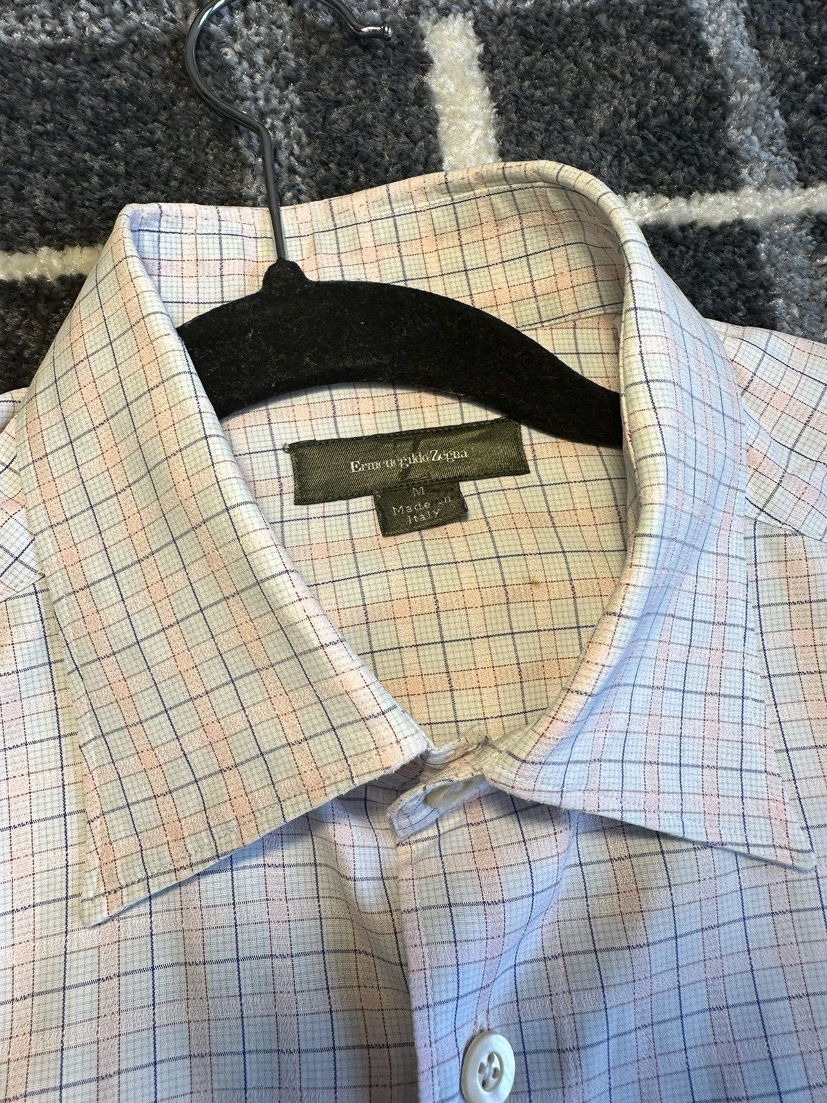 Ermenegildo Zegna Vintage Ermenegildo Zegna Checkered knitted shirt pink/blue Size US M / EU 48-50 / 2 - 3 Thumbnail