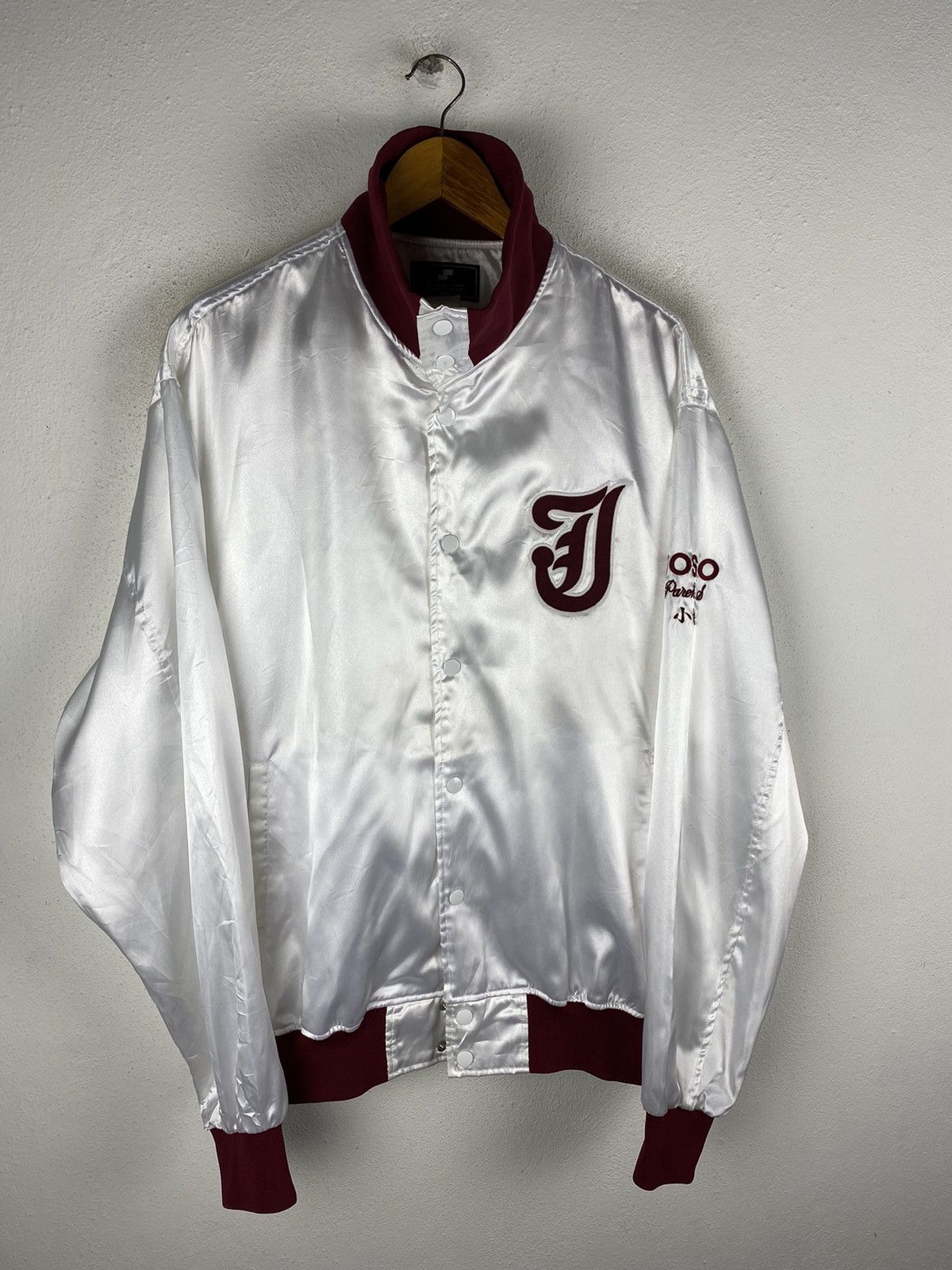 Japanese Brand × Vintage SSK Baseball Wear White Satin Jacket with Burgundy Details Size US L / EU 52-54 / 3 - 3 Thumbnail