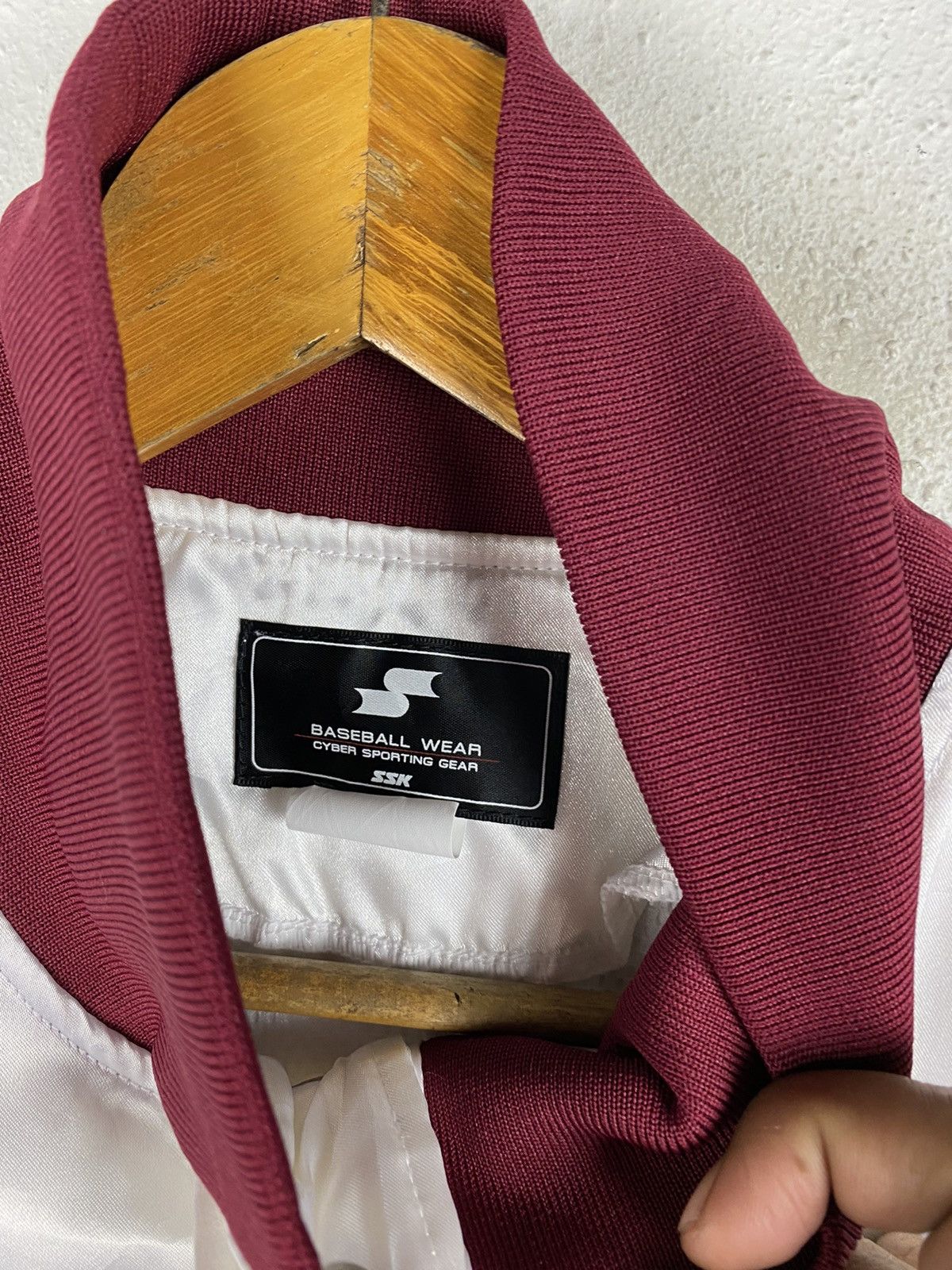 Japanese Brand × Vintage SSK Baseball Wear White Satin Jacket with Burgundy Details Size US L / EU 52-54 / 3 - 7 Thumbnail