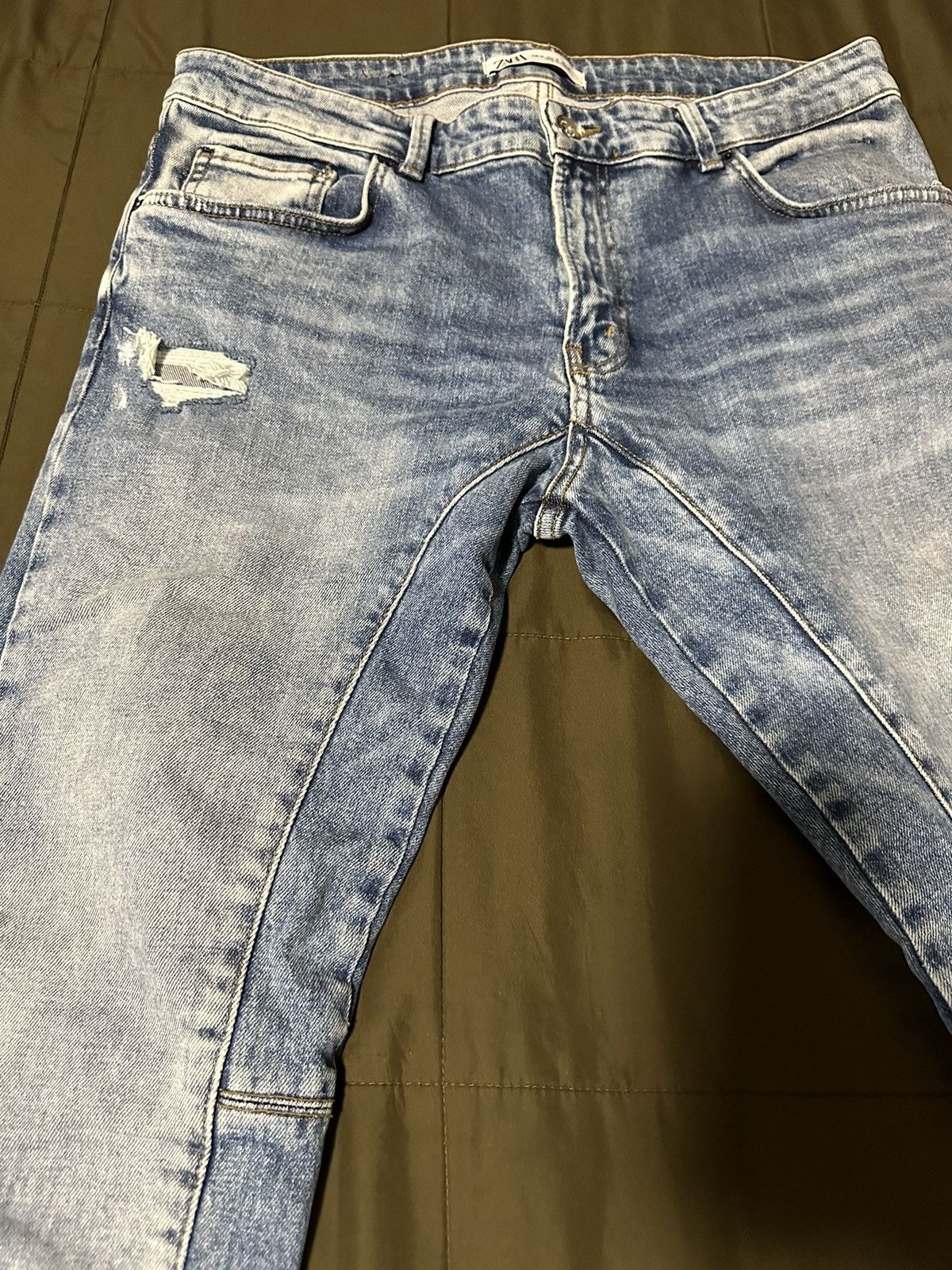 Zara Distressed Panel Jeans Size US 36 / EU 52 - 4 Thumbnail