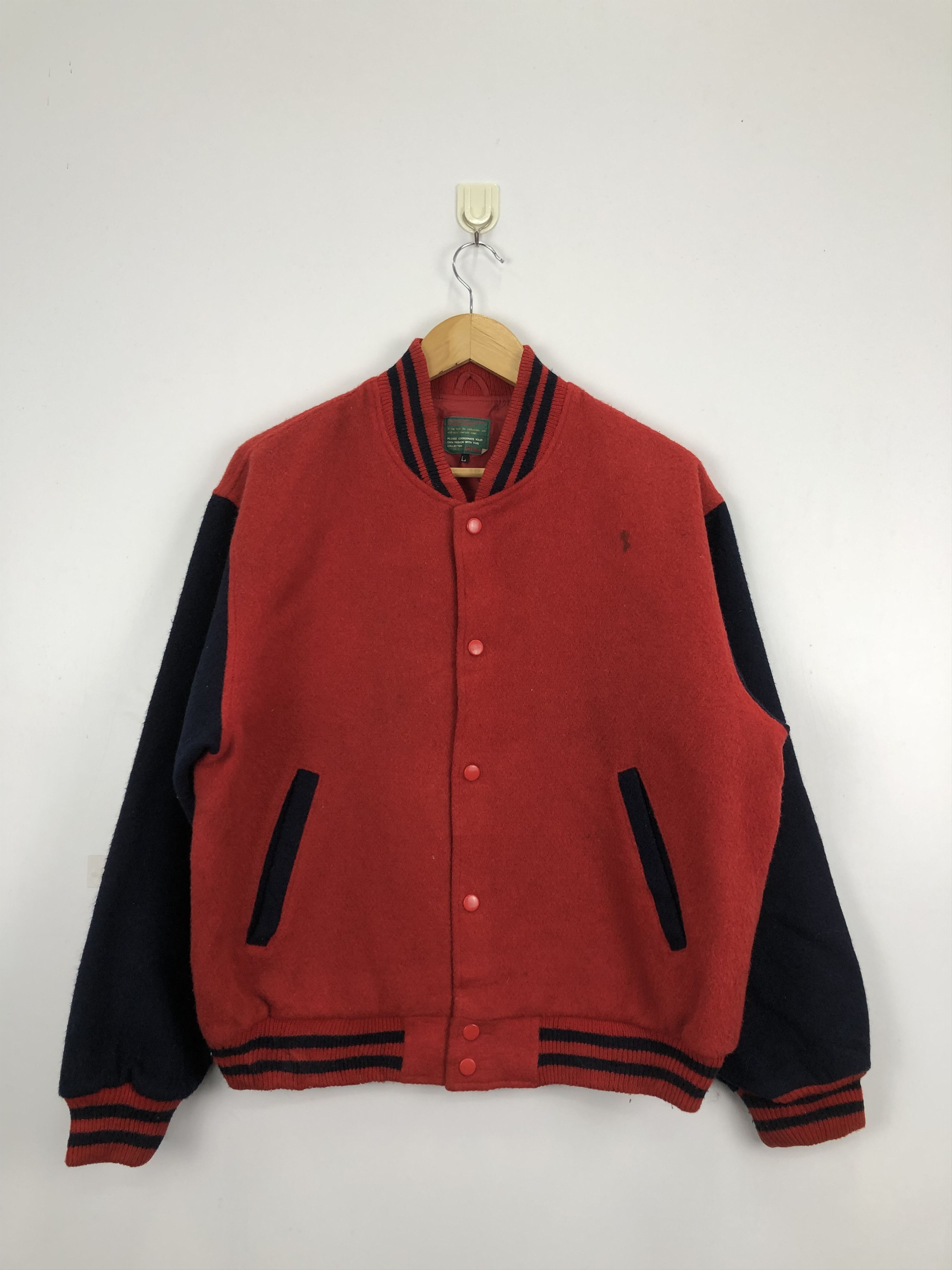 Vintage Vintage Off Road Wool Varsity Jacket Red V0299 Size US L / EU 52-54 / 3 - 1 Thumbnail