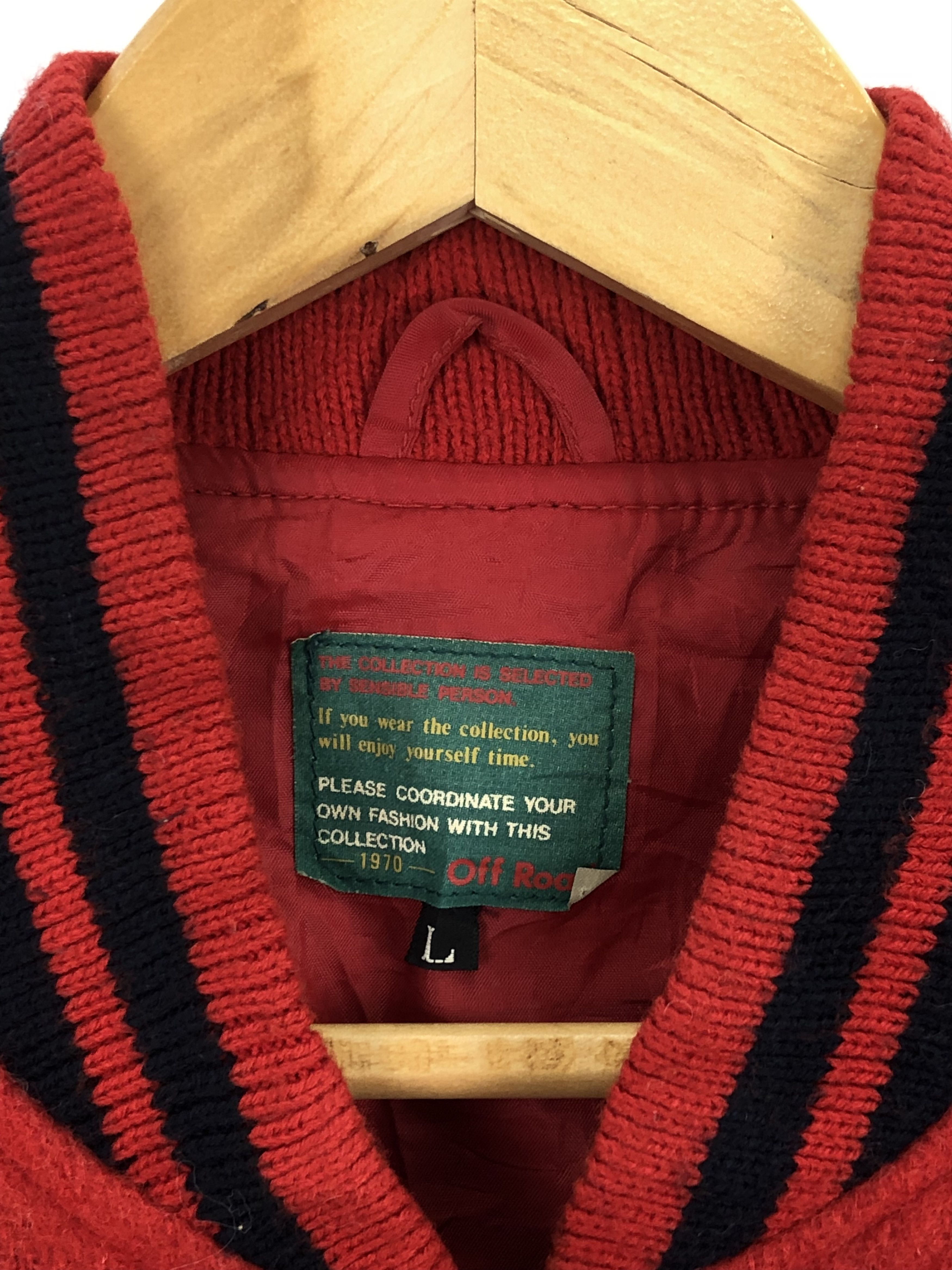Vintage Vintage Off Road Wool Varsity Jacket Red V0299 Size US L / EU 52-54 / 3 - 6 Thumbnail