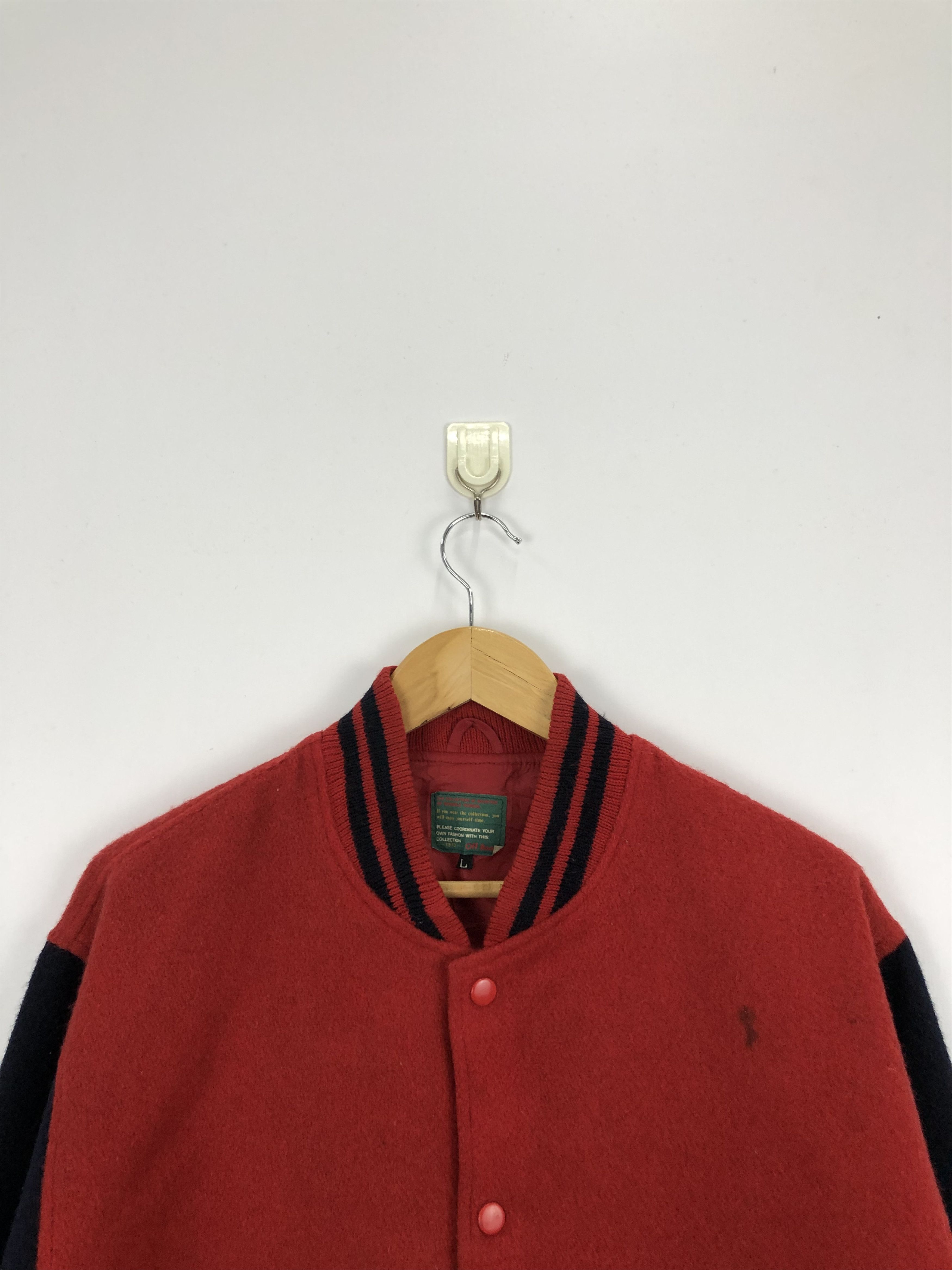 Vintage Vintage Off Road Wool Varsity Jacket Red V0299 Size US L / EU 52-54 / 3 - 2 Thumbnail