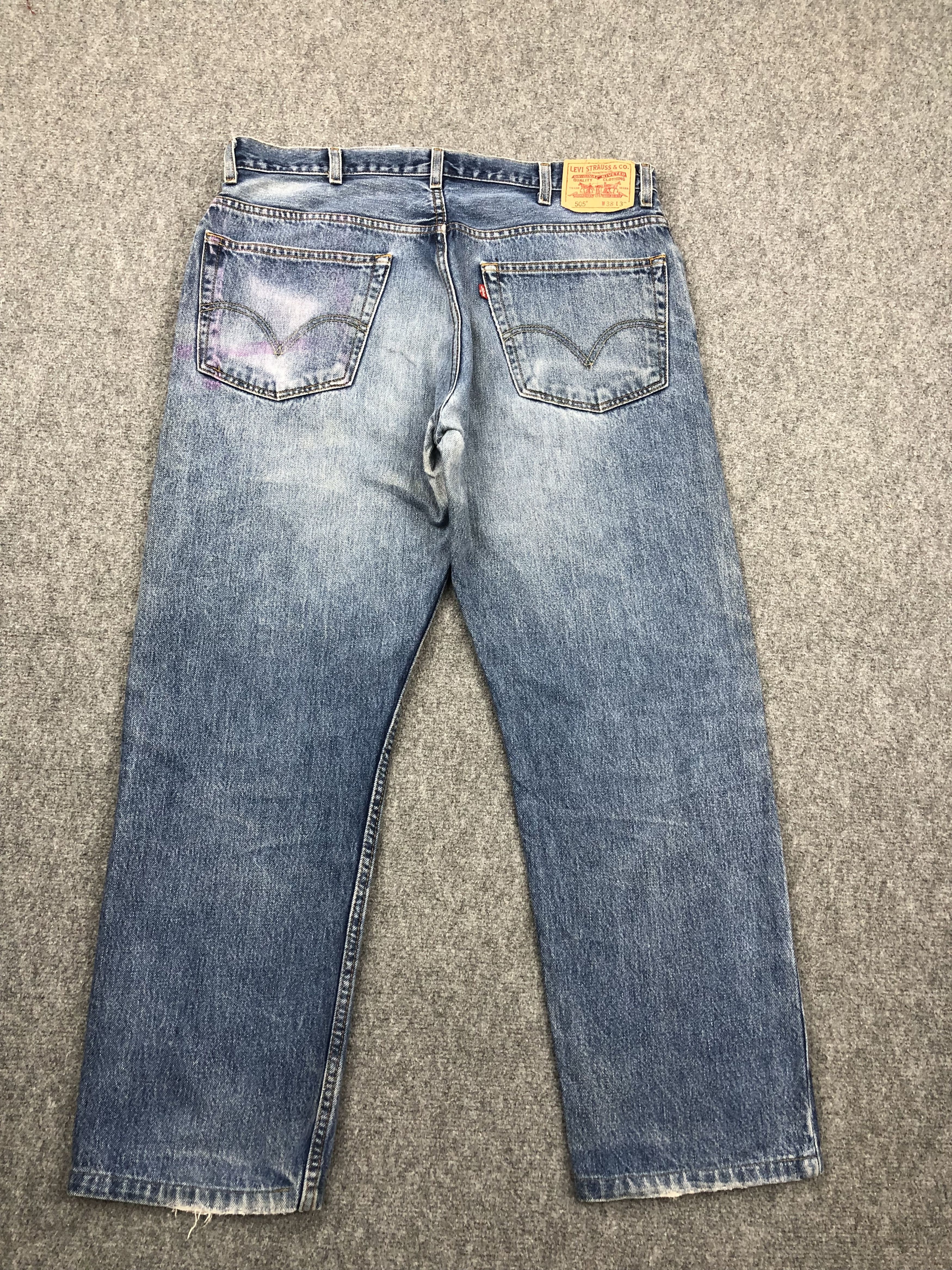Levi's Vintage Levis 505 Faded Blue Jeans DP1589 Size US 37 - 3 Thumbnail