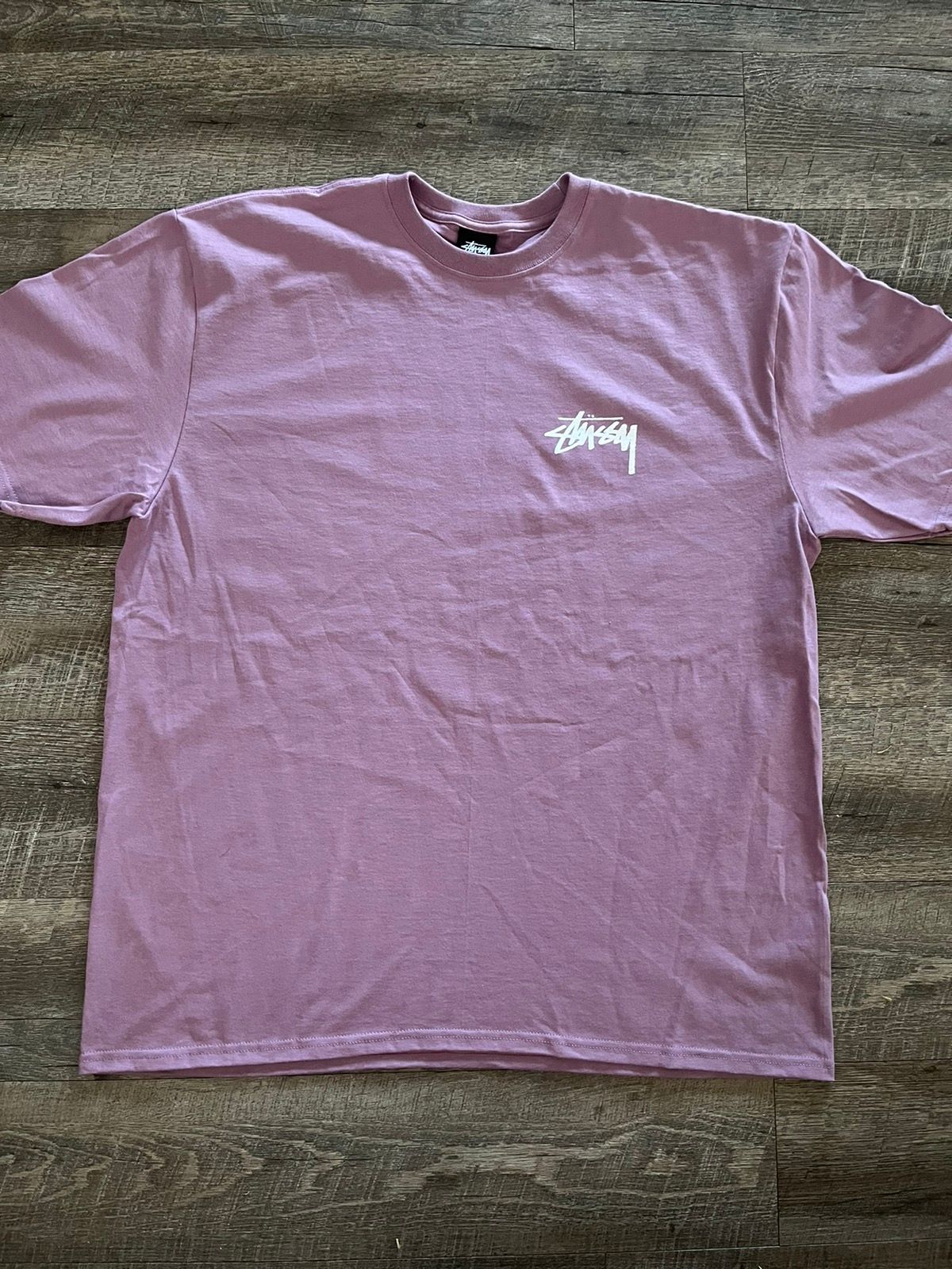 Pre-owned Stussy Pigment Dyed Purple Stock Logo Tee Size Xl
