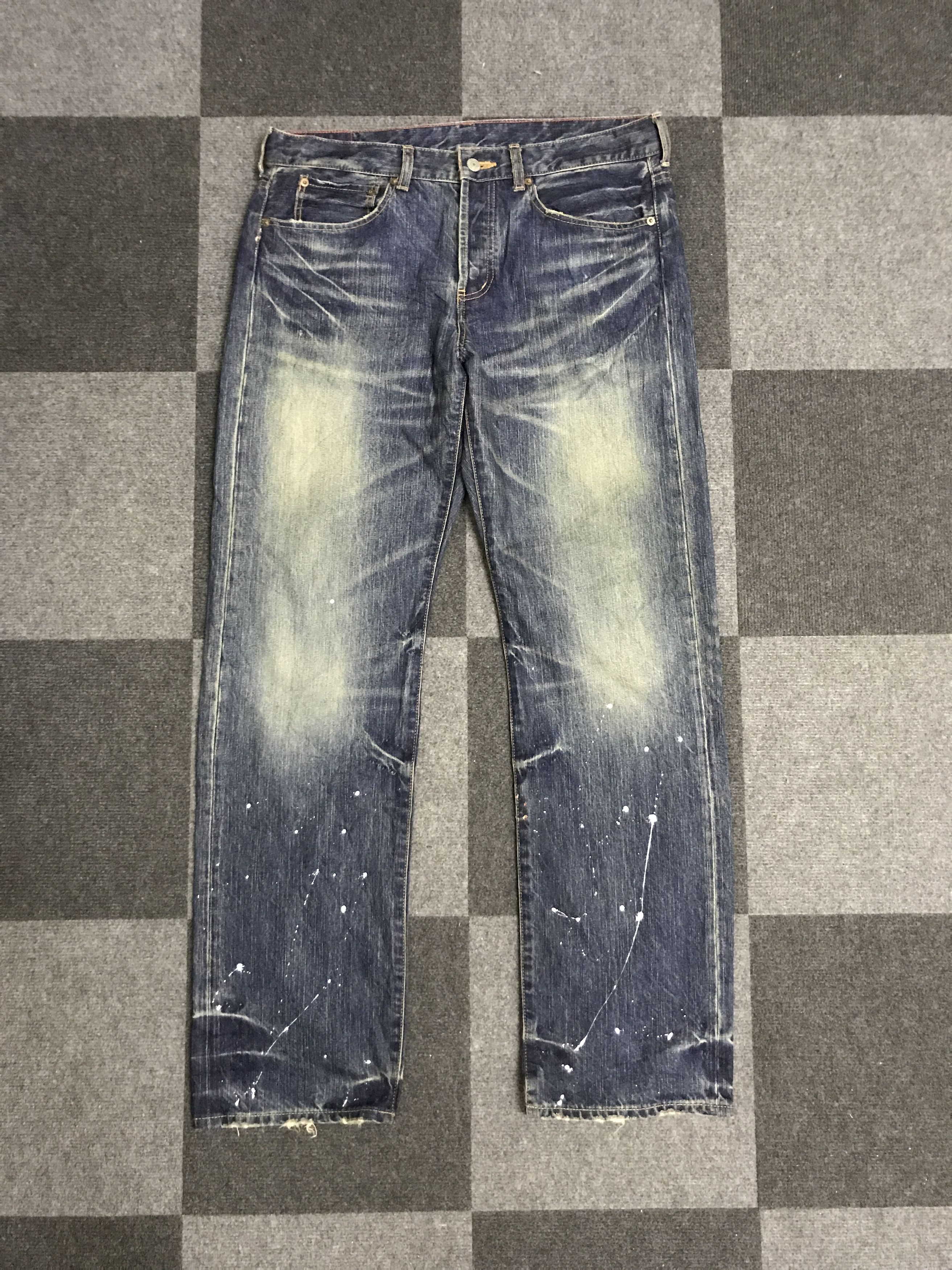 Japanese Brand D144 SOUL OF FREEDOM Paint Splatter Jeans Size US 35 - 1 Thumbnail