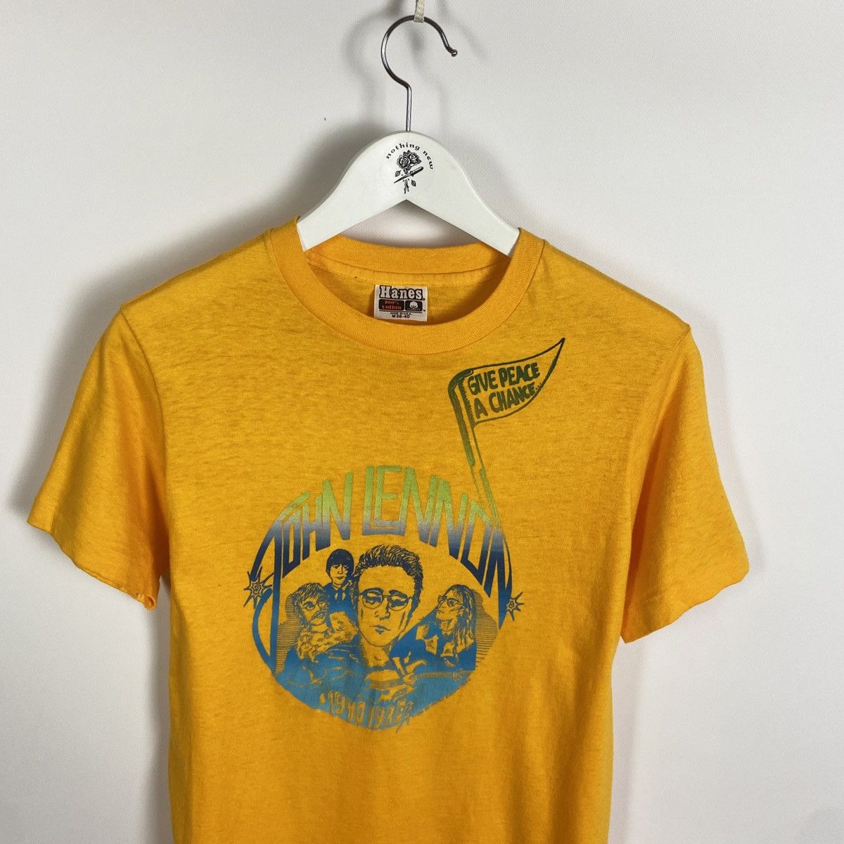Vintage Vintage 80s Rare John Lennon Memorial Give peace chance tee Size US M / EU 48-50 / 2 - 2 Thumbnail