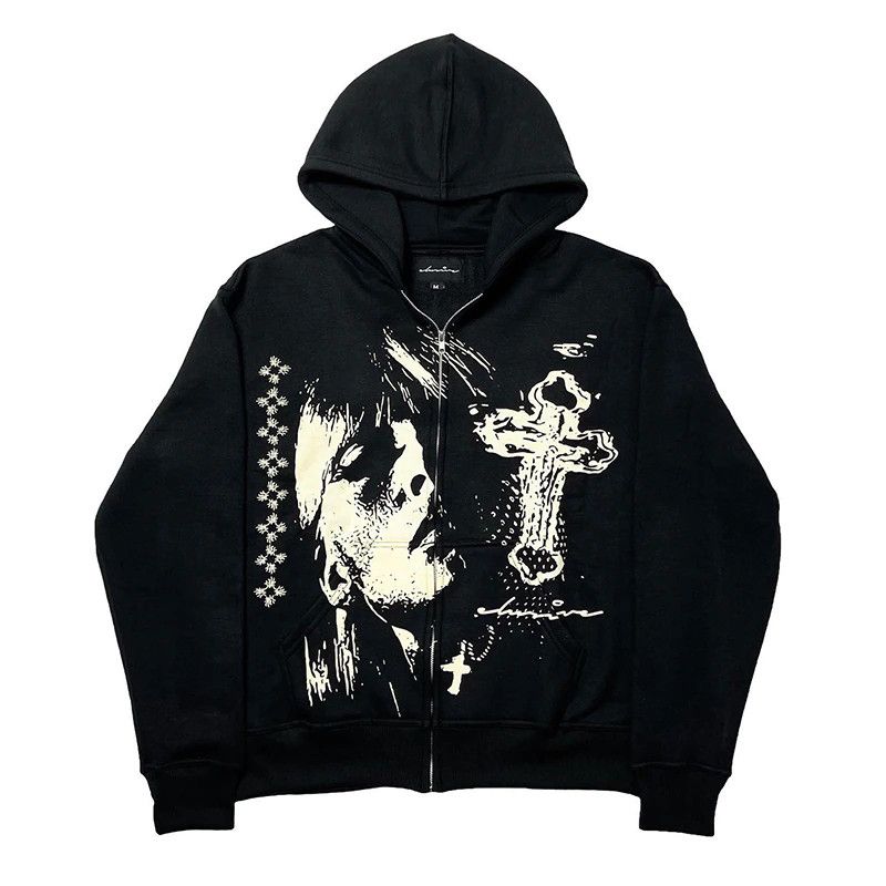 Japanese Brand black hoodie with dark graphik Size US L / EU 52-54 / 3 - 1 Preview