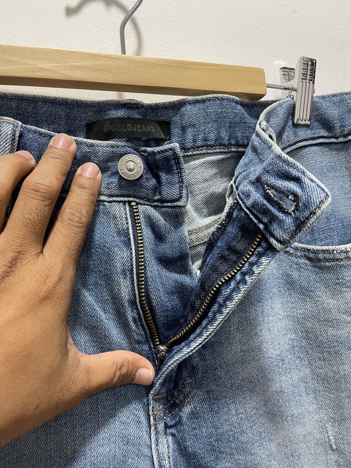 Japanese Brand × Uniqlo × Vintage JAPANESE UNIQLO REPAIRED RECONSTRUCT DENIM Size US 32 / EU 48 - 8 Thumbnail