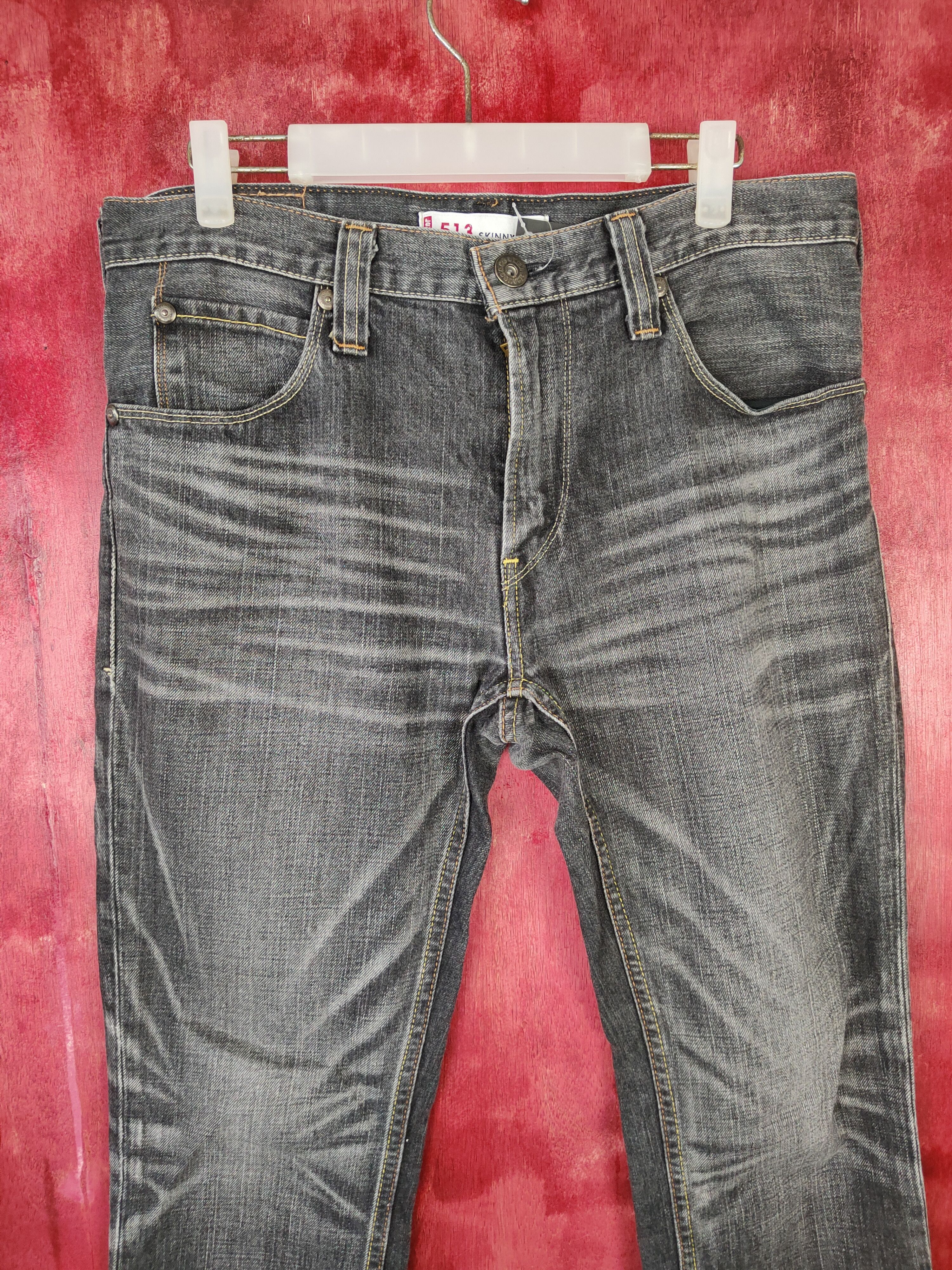 Levi's 513 Levis Black skinny Jeans denim pants vintage #4941 Size US 33 - 2 Thumbnail