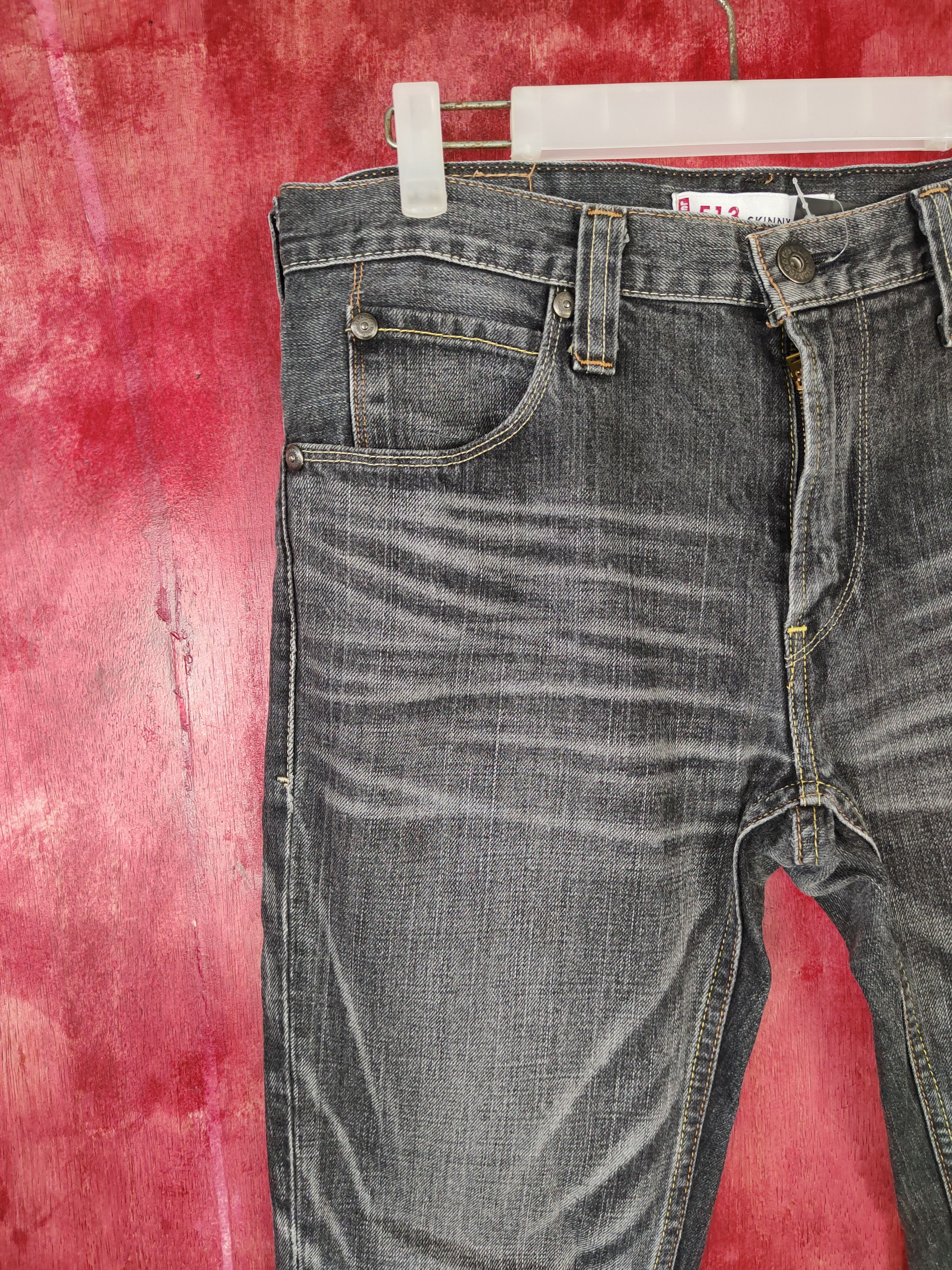 Levi's 513 Levis Black skinny Jeans denim pants vintage #4941 Size US 33 - 3 Thumbnail