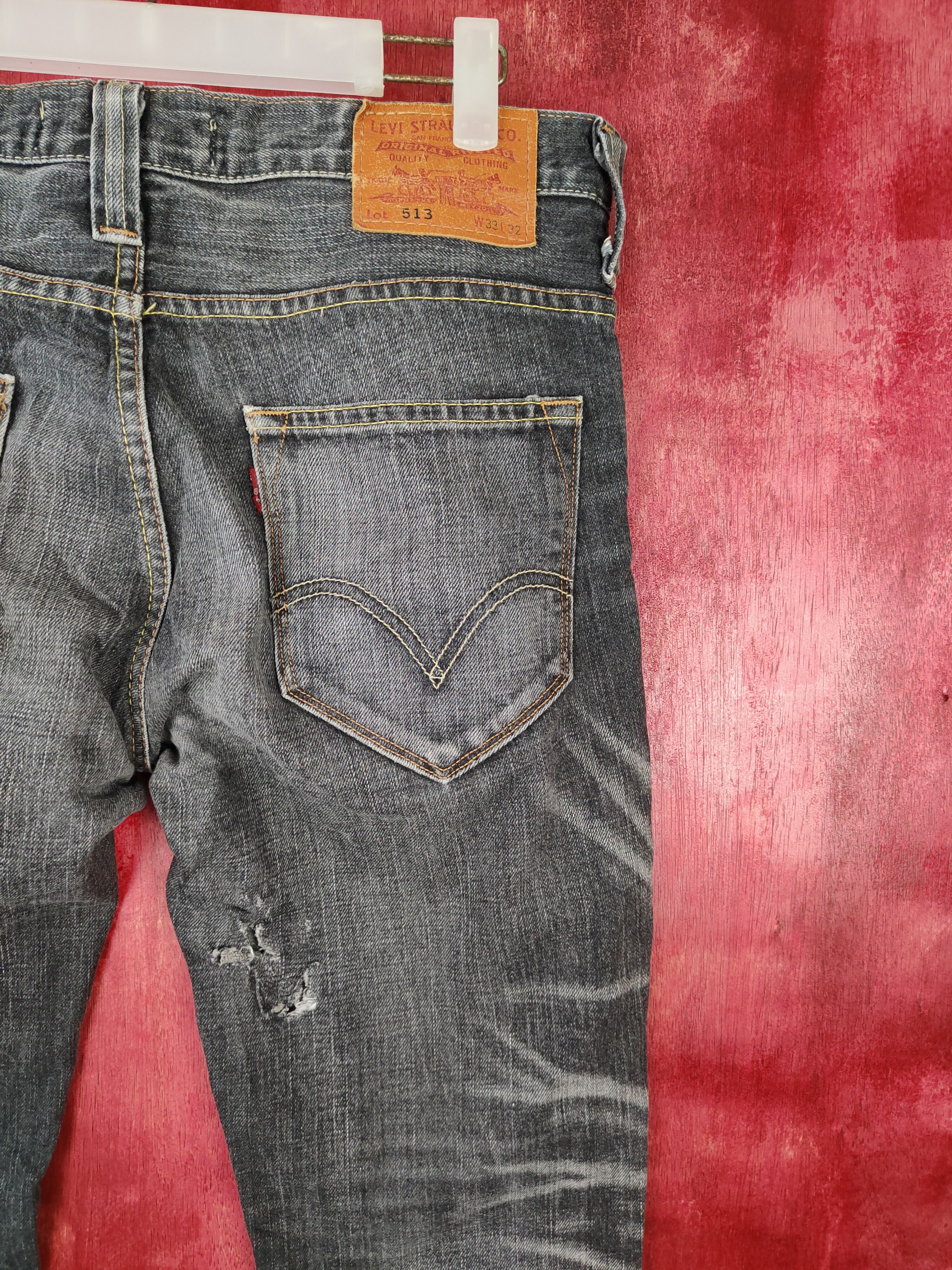 Levi's 513 Levis Black skinny Jeans denim pants vintage #4941 Size US 33 - 13 Thumbnail