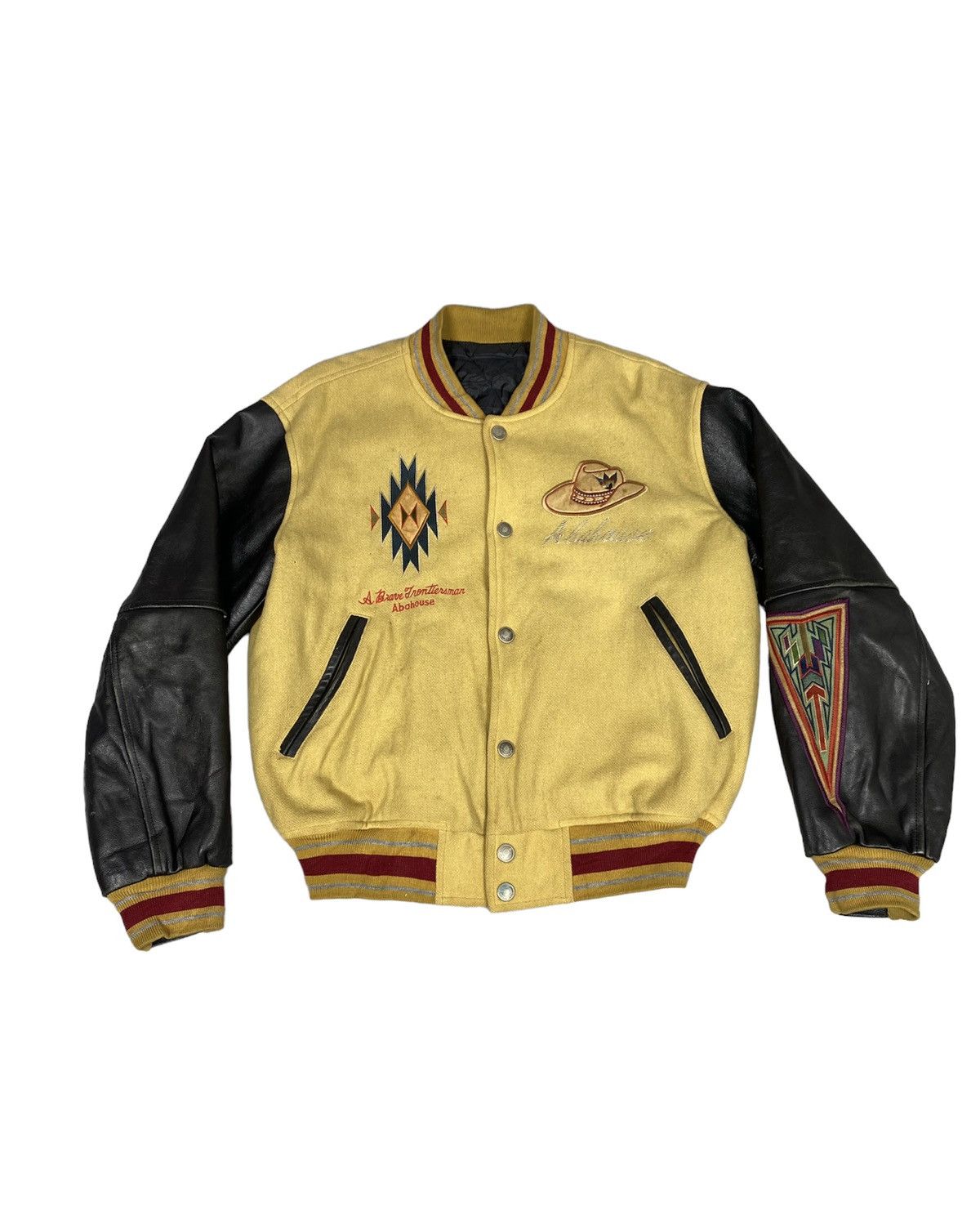 ABAHOUSE Vintage Abahouse Varsity Leather Jacket. J057 Size US L / EU 52-54 / 3 - 1 Thumbnail