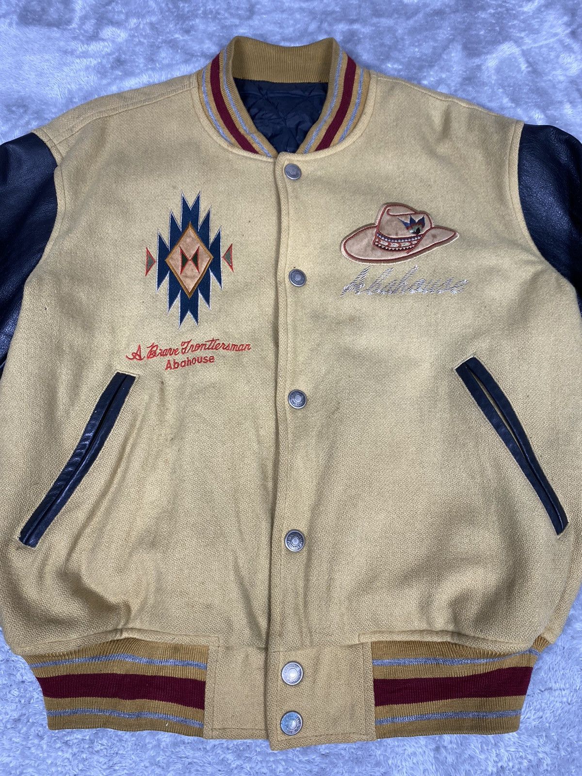 ABAHOUSE Vintage Abahouse Varsity Leather Jacket. J057 Size US L / EU 52-54 / 3 - 3 Thumbnail