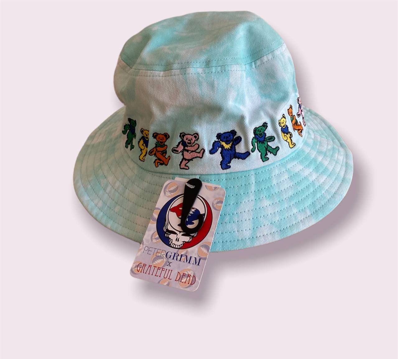 Grateful Dead Dancin Bear Tie-Dye Blue Bucket Hat Liquid Blue