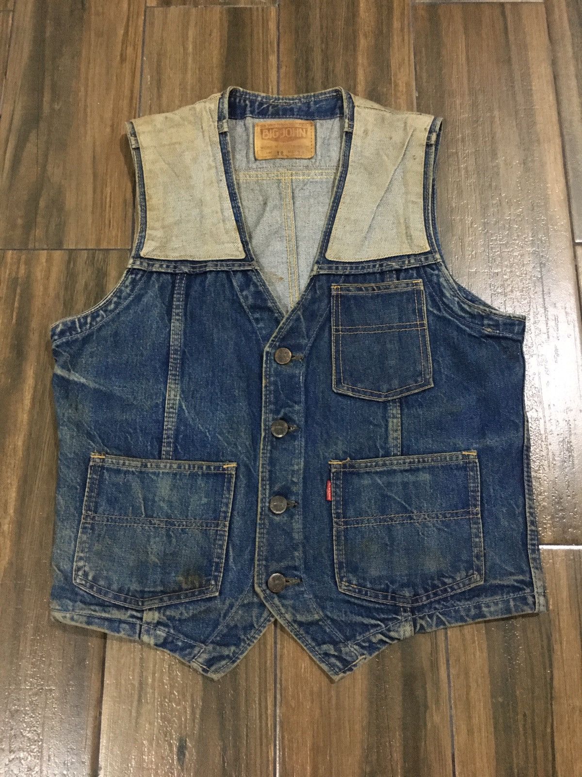 Big John × Vintage Vintage Bong John Thrashed Denim Vest Size US M / EU 48-50 / 2 - 1 Thumbnail