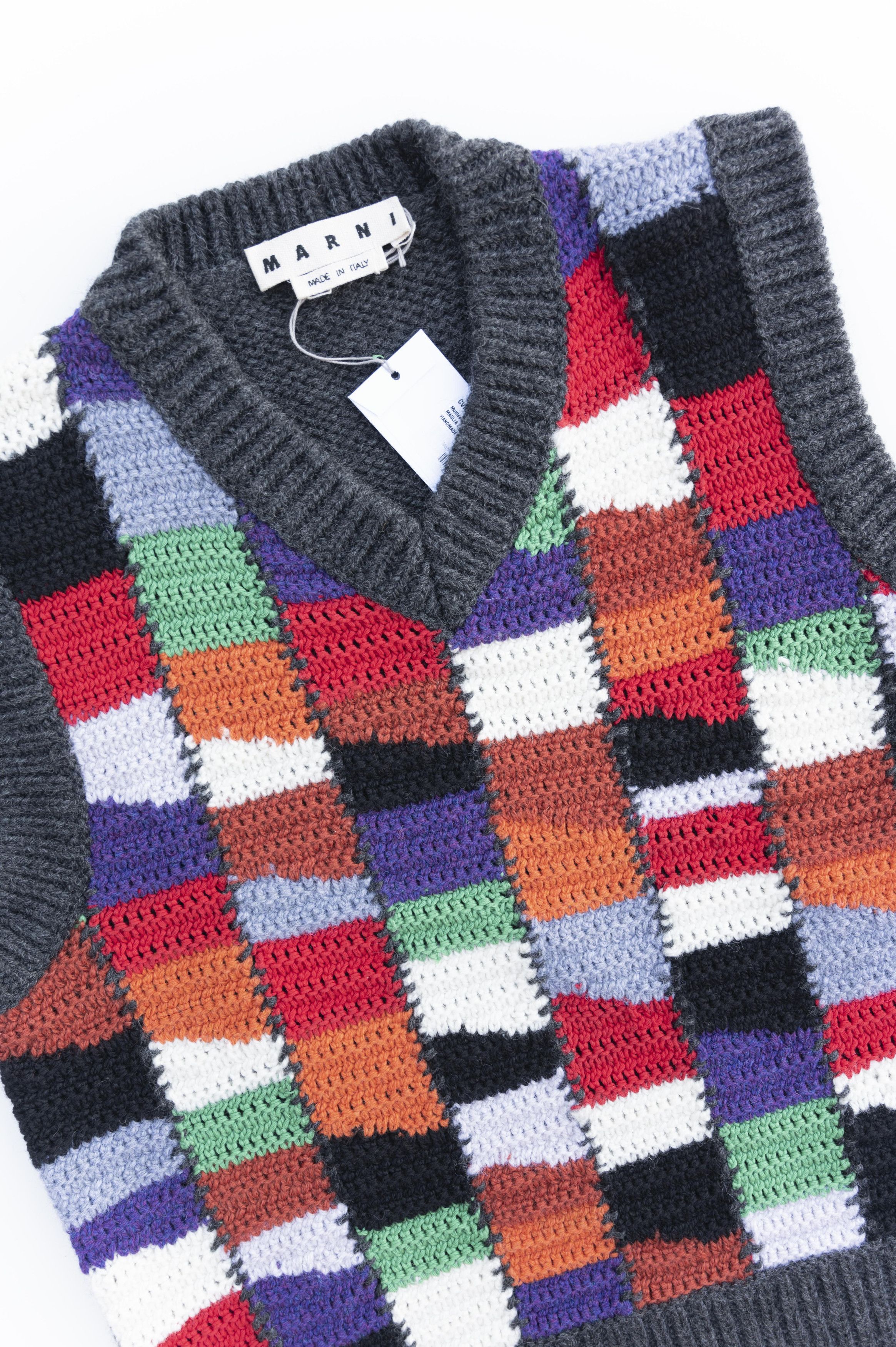 Handmade Patchwork Crochet V Neck Knit Vest