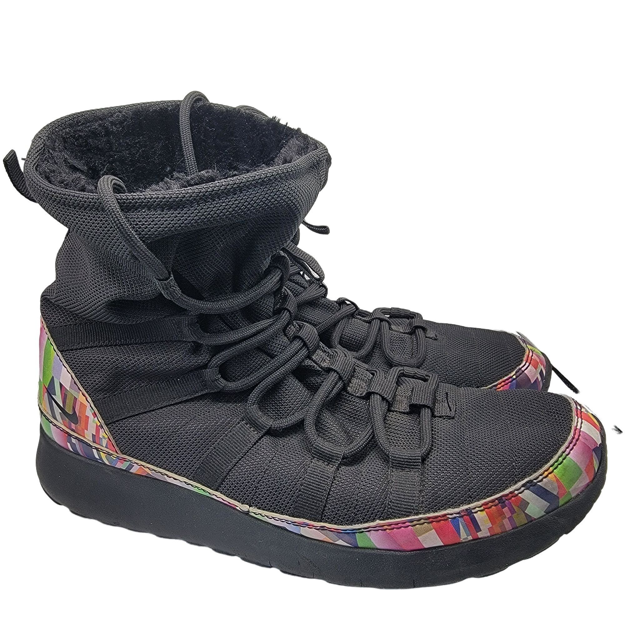 Nike Roshe One High Print GS Womens 8.5 - Kids 7Y Black Line