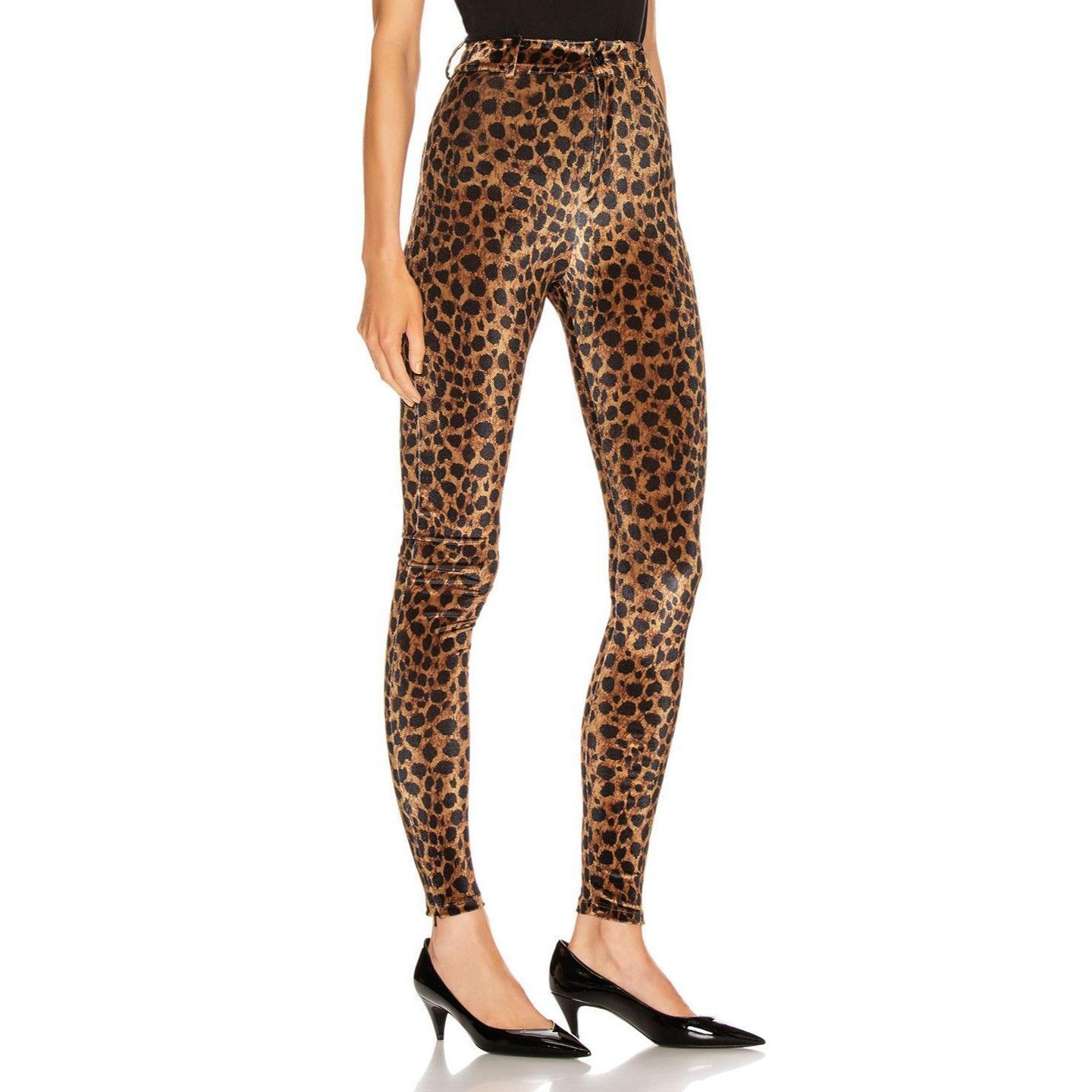The Attico Cheetah Leggings Pants Gold Black Animal Print Size 28" / US 6 / IT 42 - 8 Thumbnail