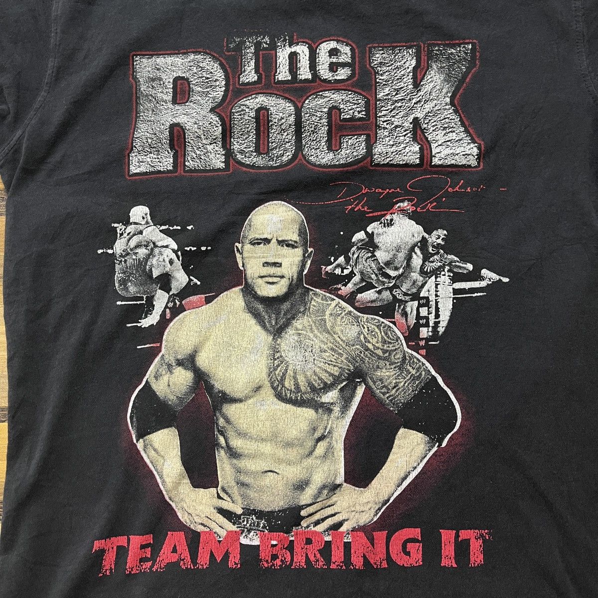 WCW/nWo × WWE × WWF The Rock Dwayne Johnson Signature WWE WWF NWO NCW TShirt Size US S / EU 44-46 / 1 - 5 Thumbnail