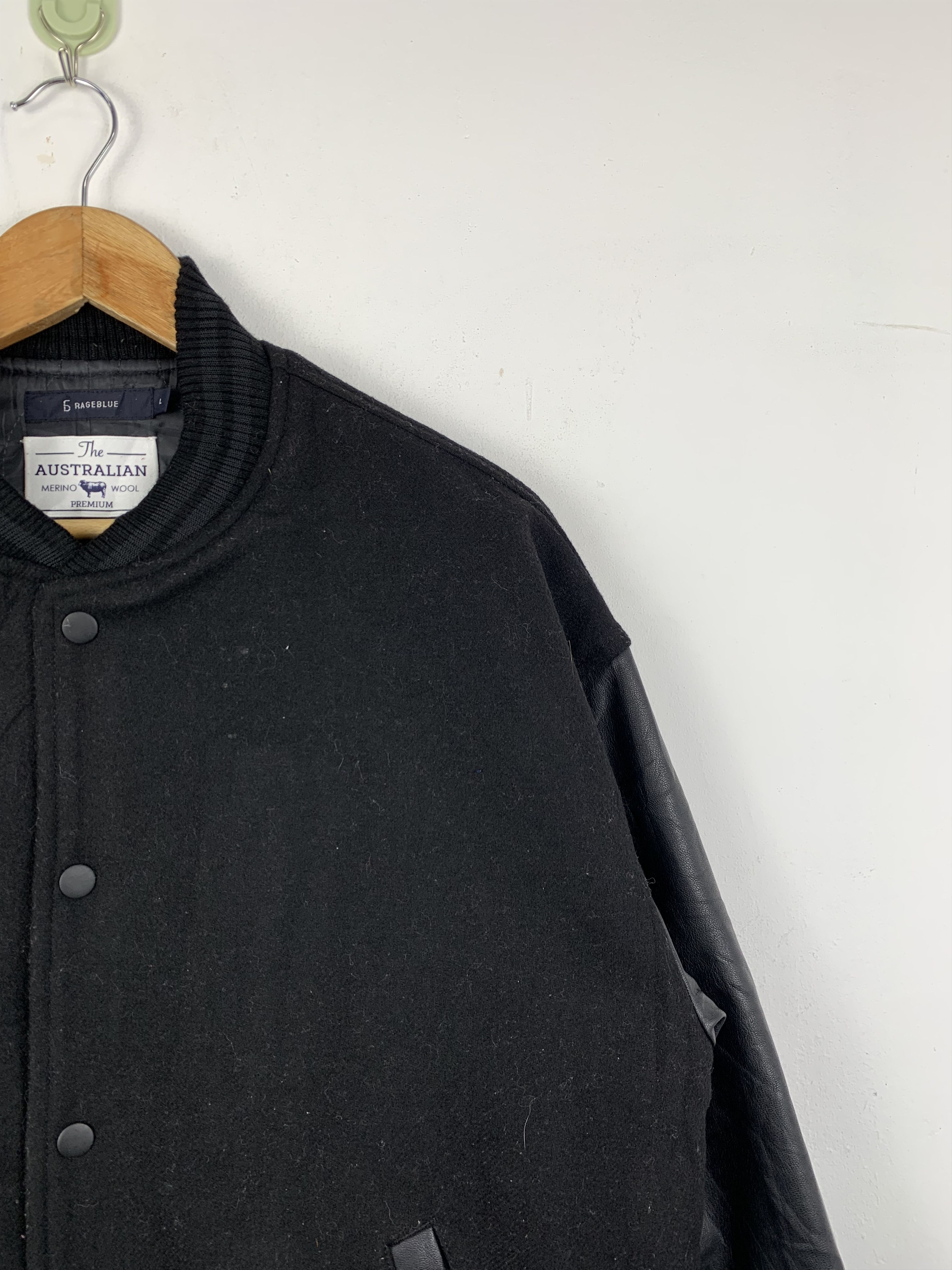 RAGEBLUE Vintage 90s Regablue Sleeve Leather Varsity Jacket V0525 Size US L / EU 52-54 / 3 - 6 Thumbnail