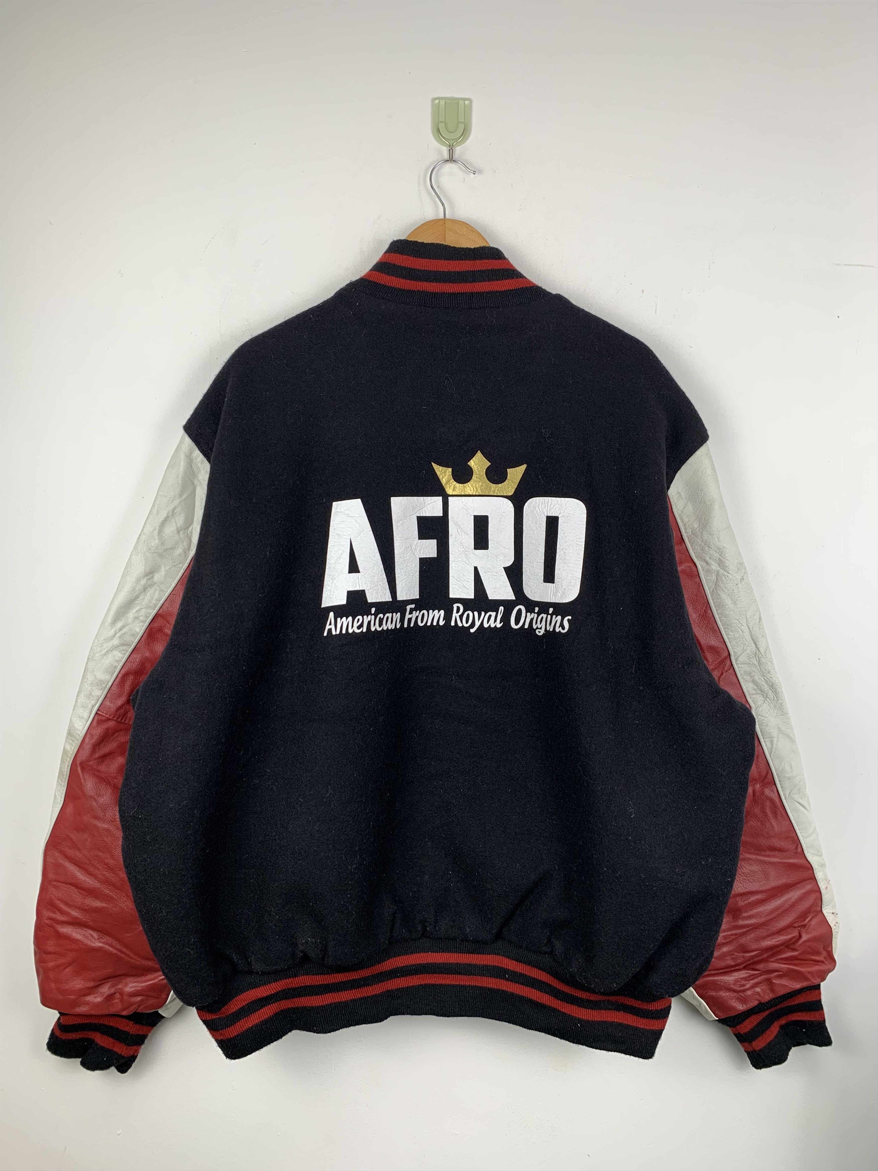 Holloway Vintage 80s Holloway Afro Leather Varsity Jacket V0526 Size US XXL / EU 58 / 5 - 3 Thumbnail