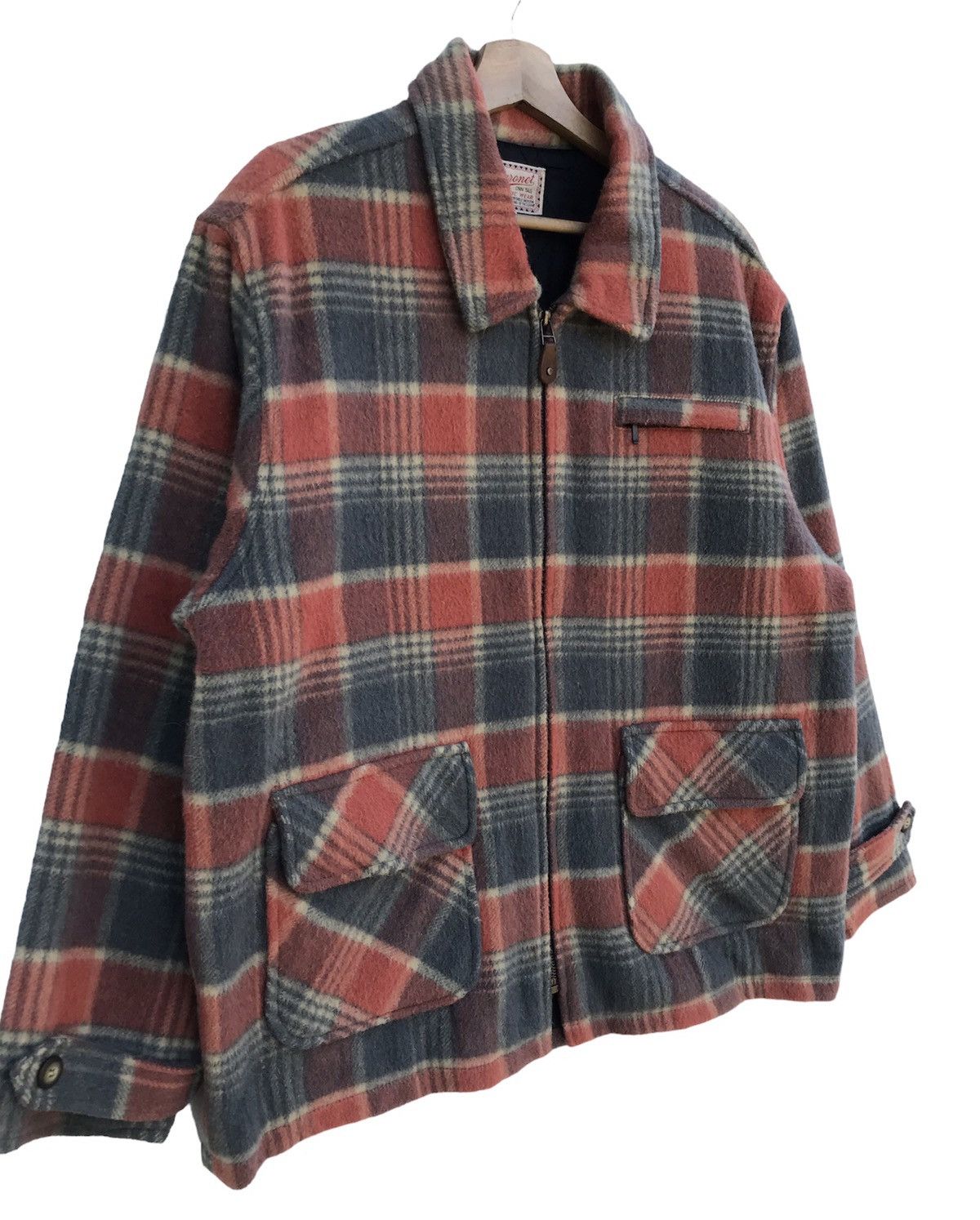Flannel Vintage 90s Baronet Authentic Wear Plaid Wool Zip-Up Jacket Size US L / EU 52-54 / 3 - 5 Thumbnail
