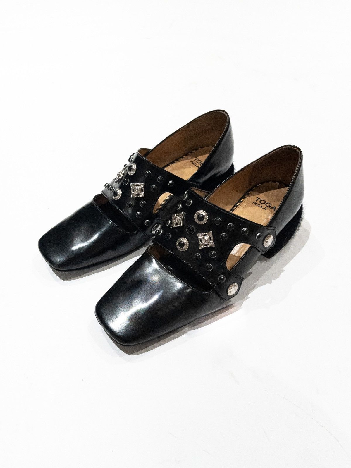 Toga Pulla Toga Pulla Square Toe Studded Leather Heel Loafers Size US 6 / IT 36 - 1 Thumbnail