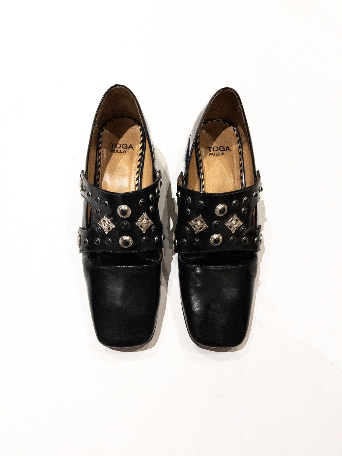 Toga Pulla Toga Pulla Square Toe Studded Leather Heel Loafers Size US 6 / IT 36 - 2 Thumbnail