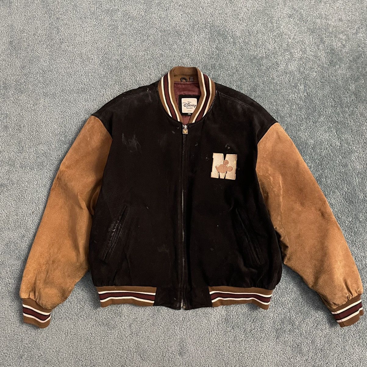 Disney Store Mickey Mouse high quality 1923 black and brown suede varsity jacket size medium