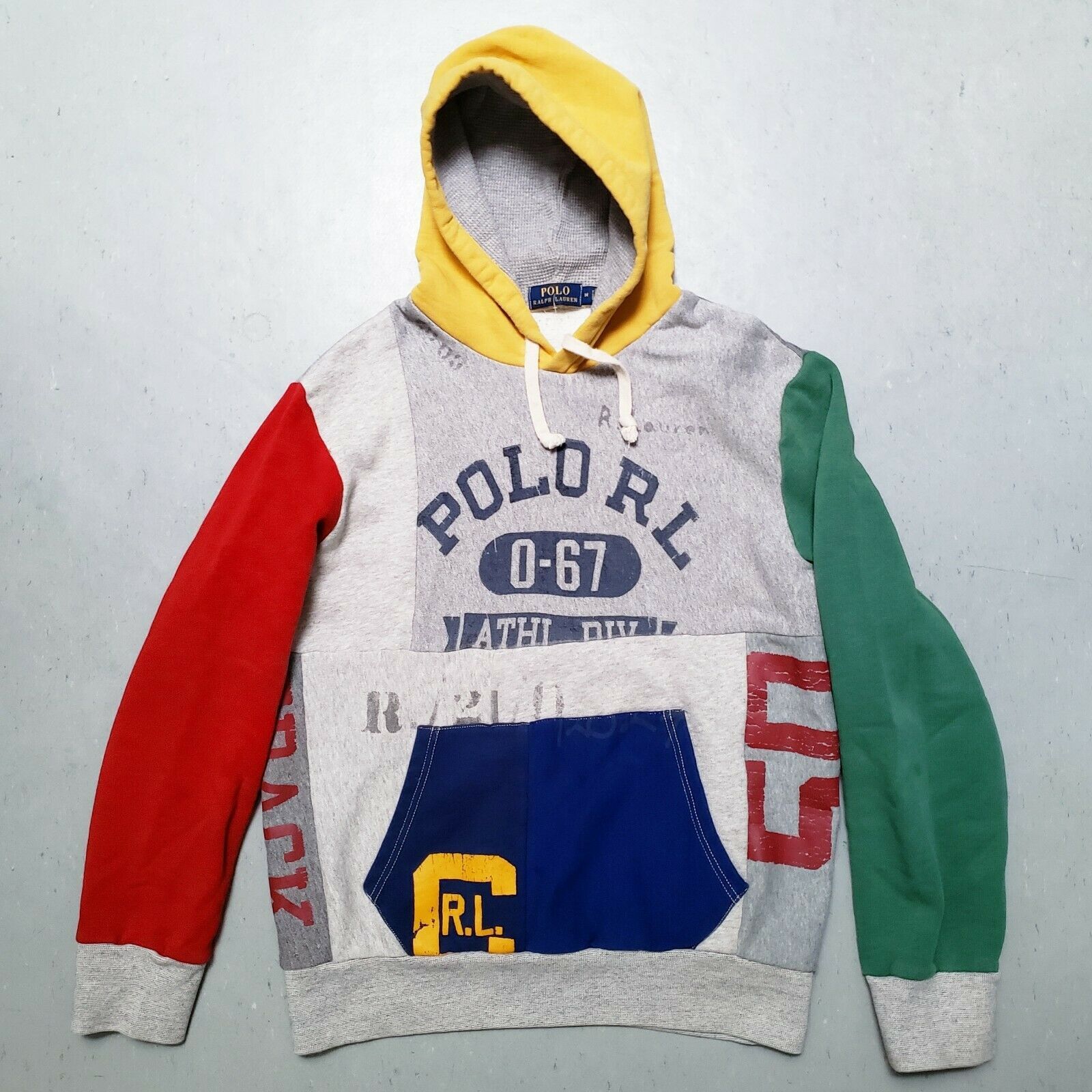 Polo Ralph Lauren POLO RALPH LAUREN Mens Patchwork Rugby Hoodie Size XL Grailed