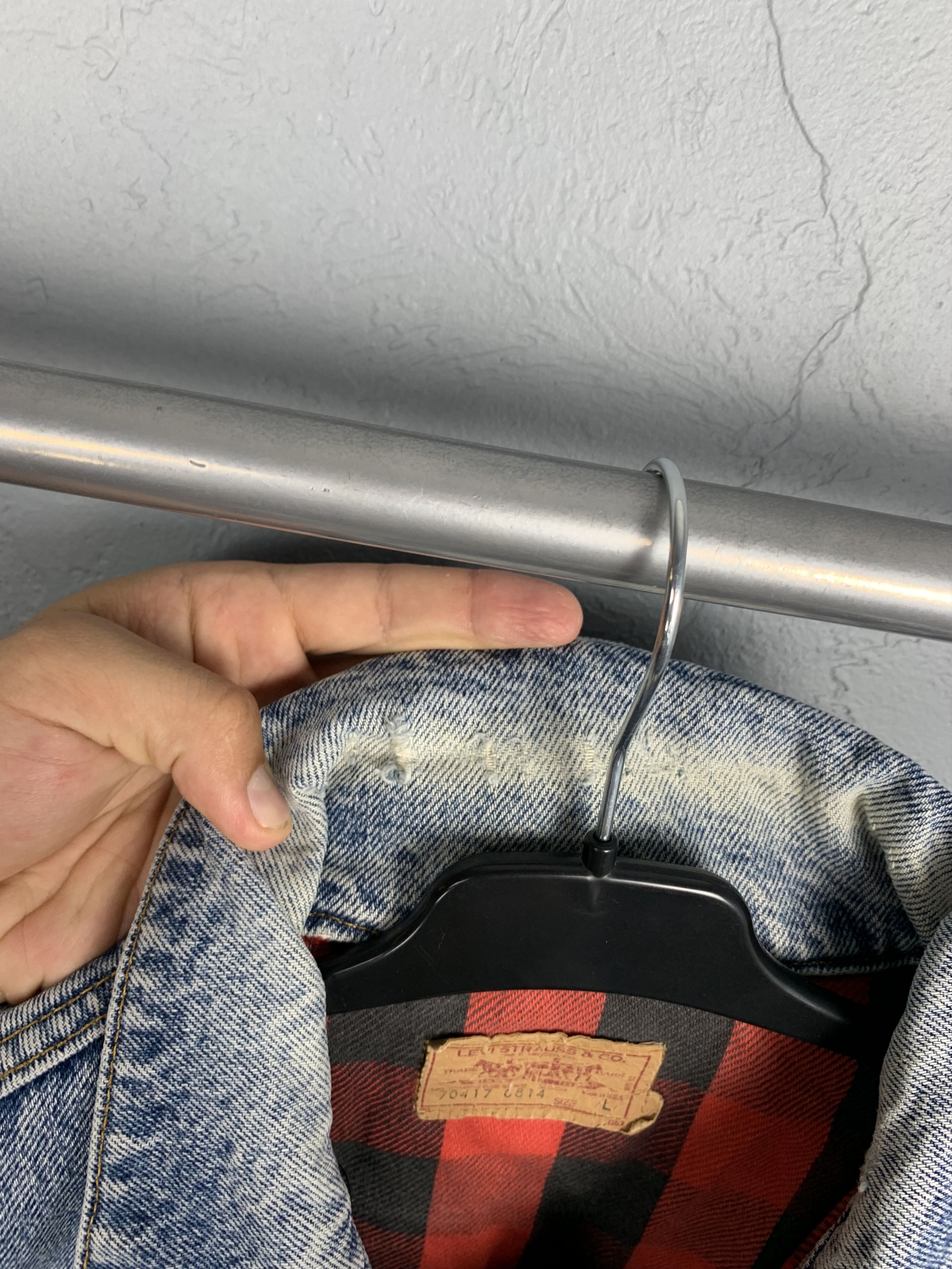 Levi's Levis Vintage Denim Jacket Plaid Lined Made in USA Size US L / EU 52-54 / 3 - 4 Thumbnail