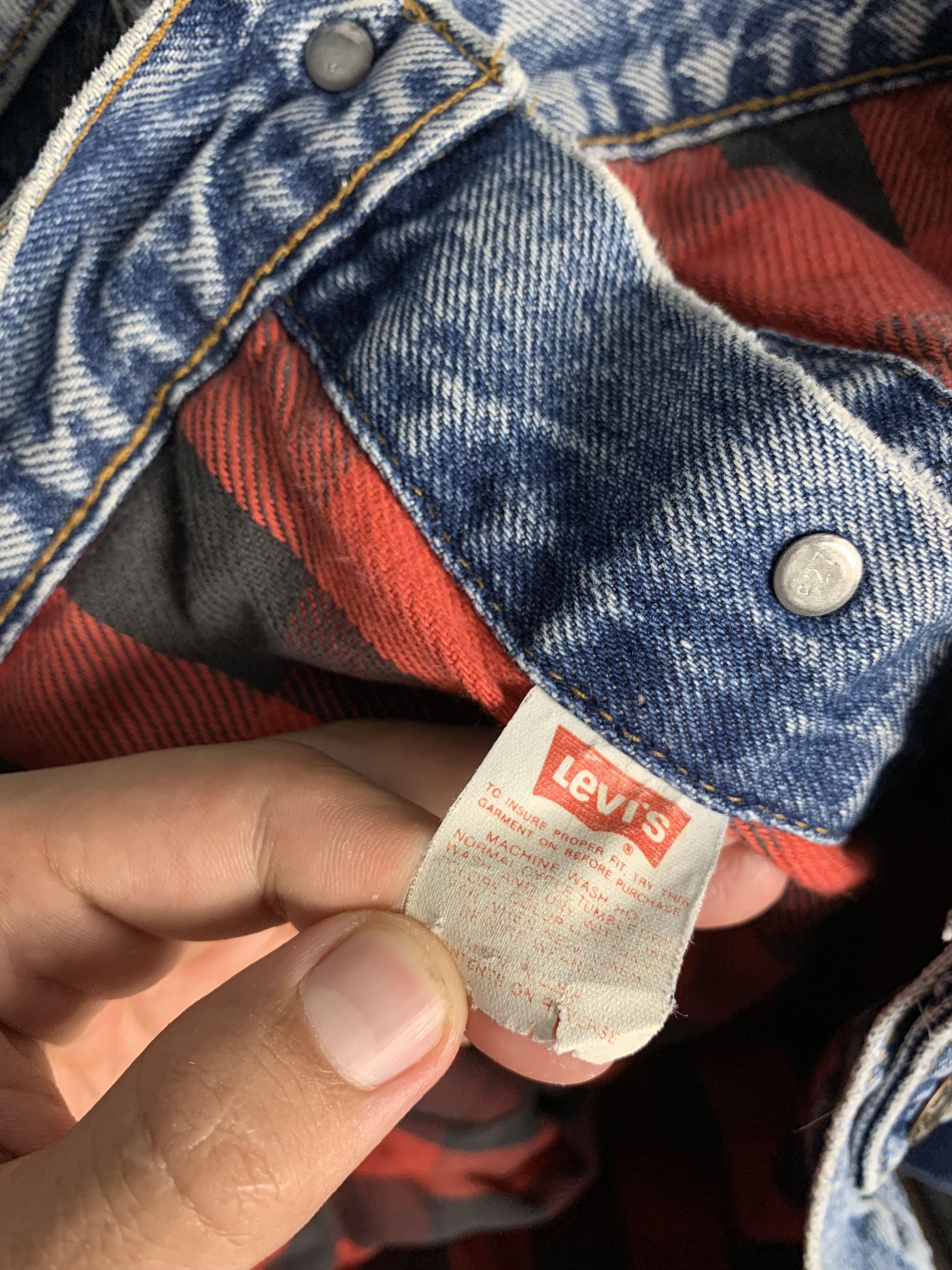 Levi's Levis Vintage Denim Jacket Plaid Lined Made in USA Size US L / EU 52-54 / 3 - 6 Thumbnail