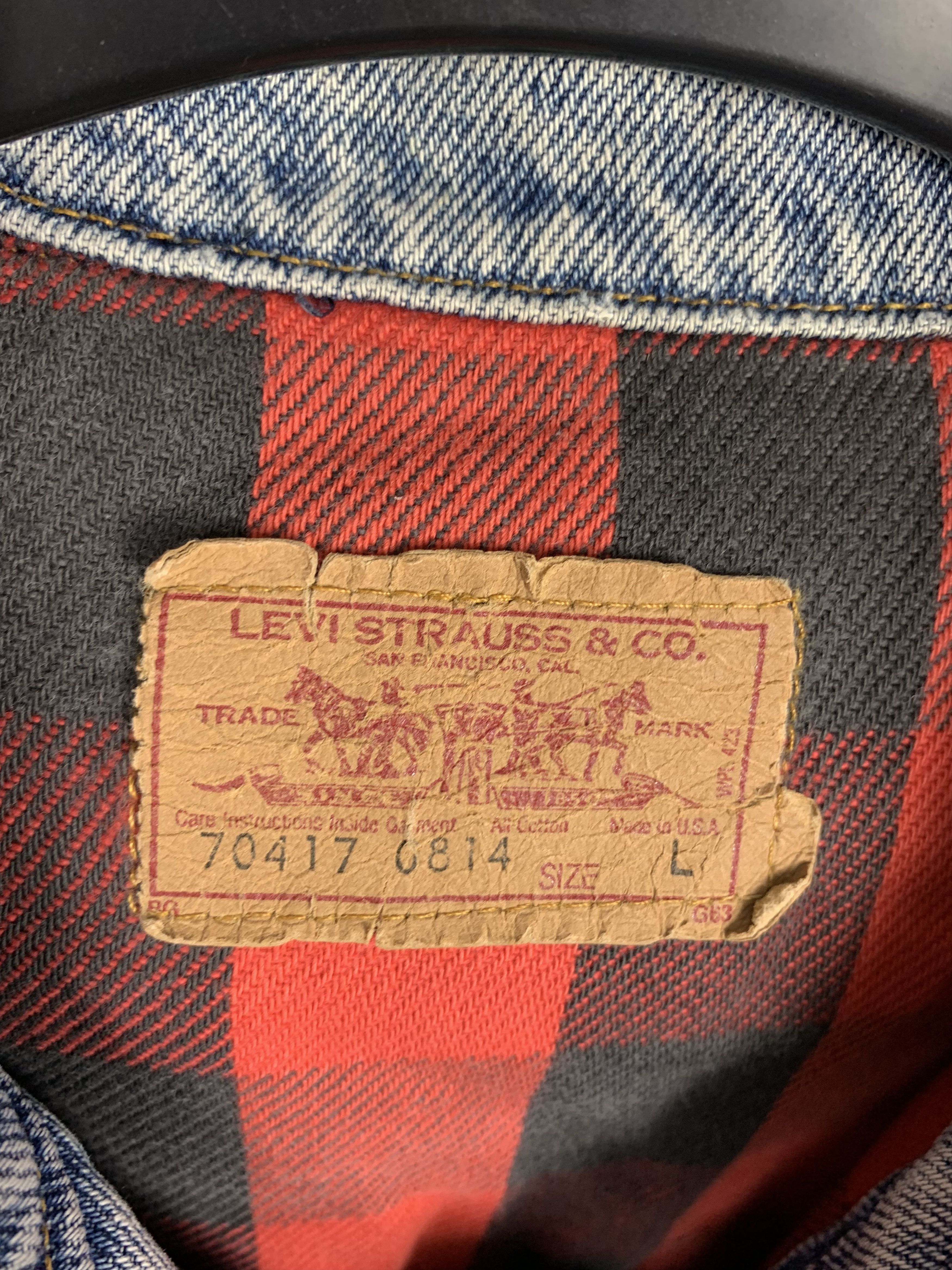 Levi's Levis Vintage Denim Jacket Plaid Lined Made in USA Size US L / EU 52-54 / 3 - 5 Thumbnail