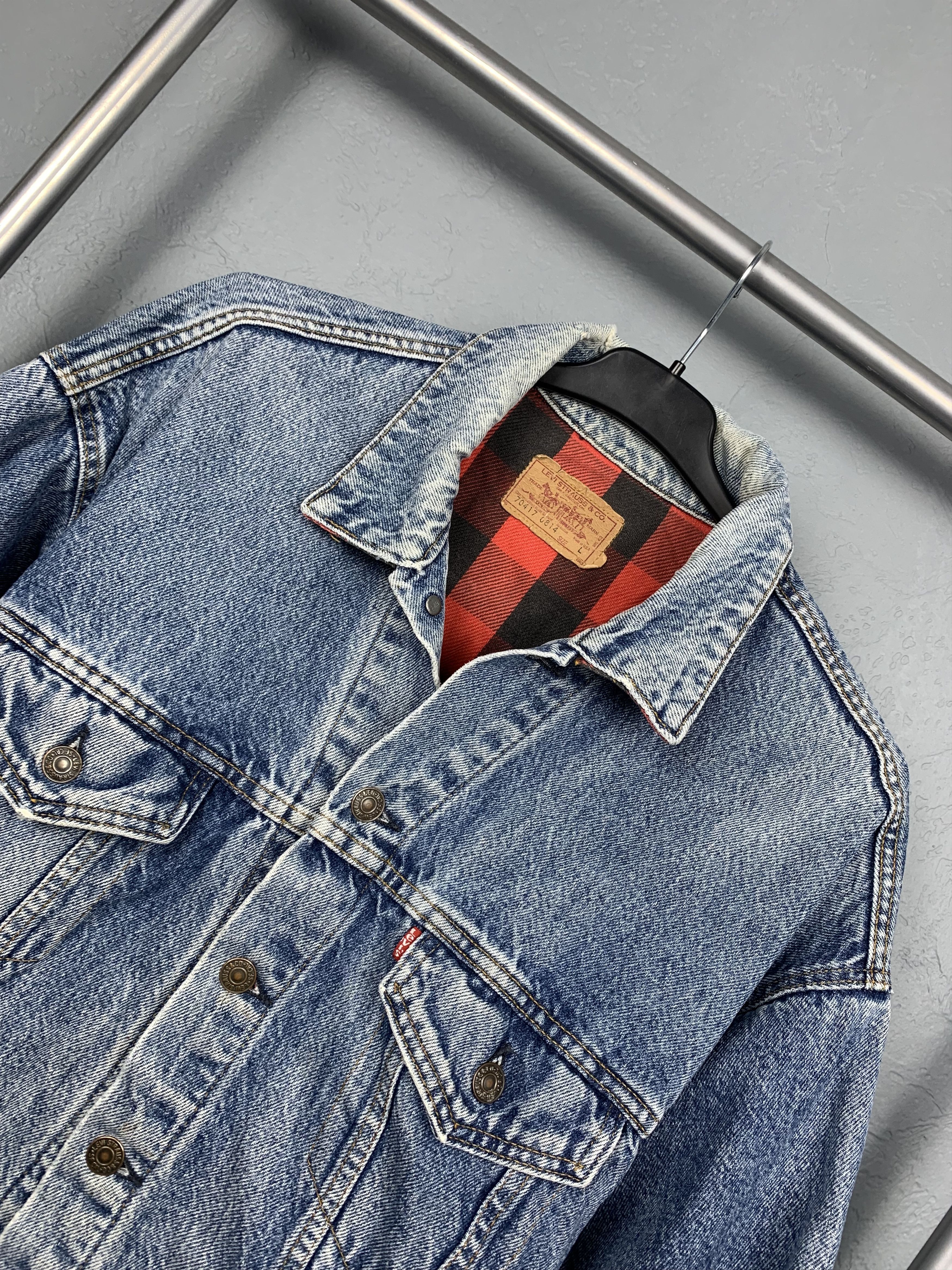 Levi's Levis Vintage Denim Jacket Plaid Lined Made in USA Size US L / EU 52-54 / 3 - 2 Thumbnail