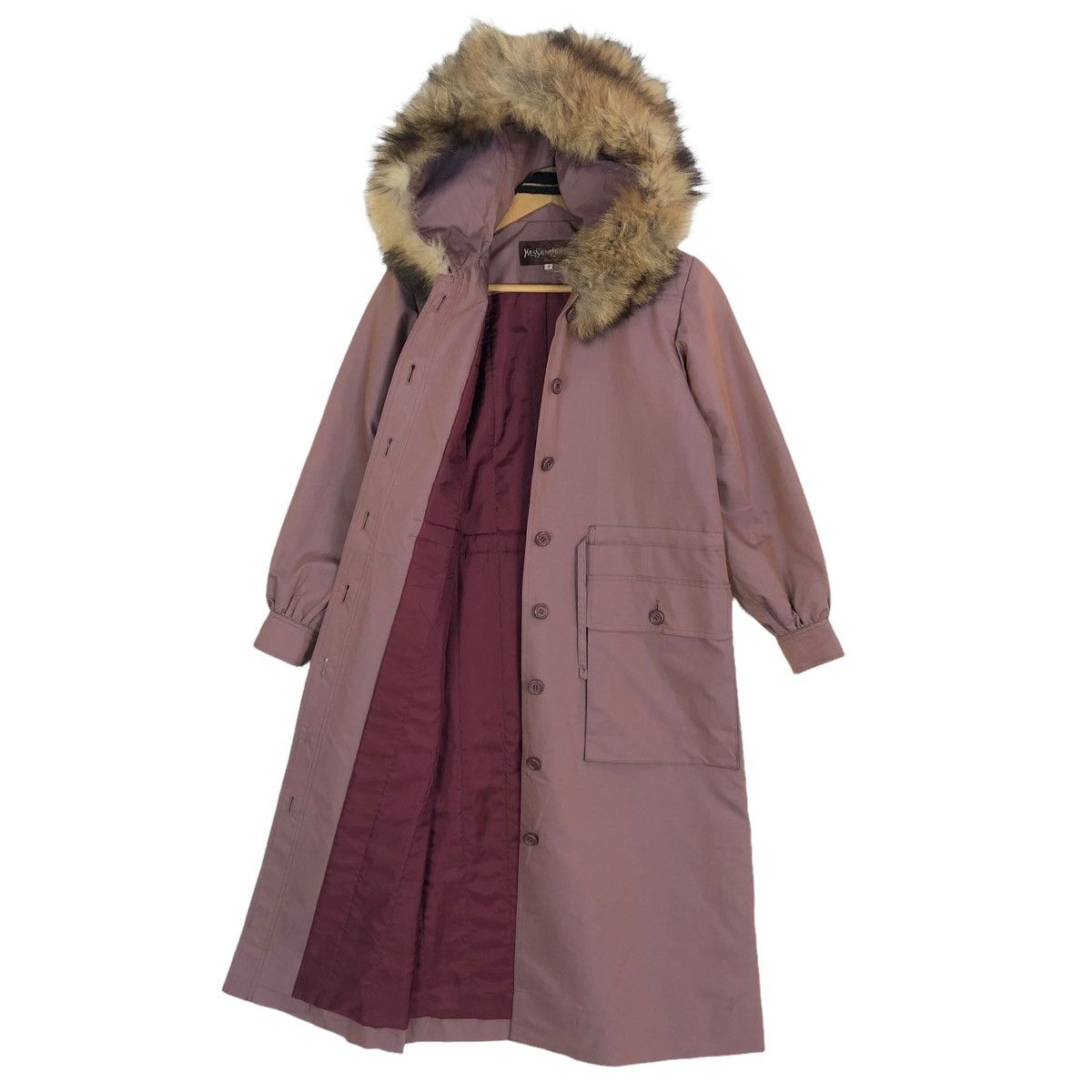 Yves Saint Laurent Vintage 90s Yves Saint Laurent Paris Furs Collar Trench Coat Size S / US 4 / IT 40 - 11 Thumbnail
