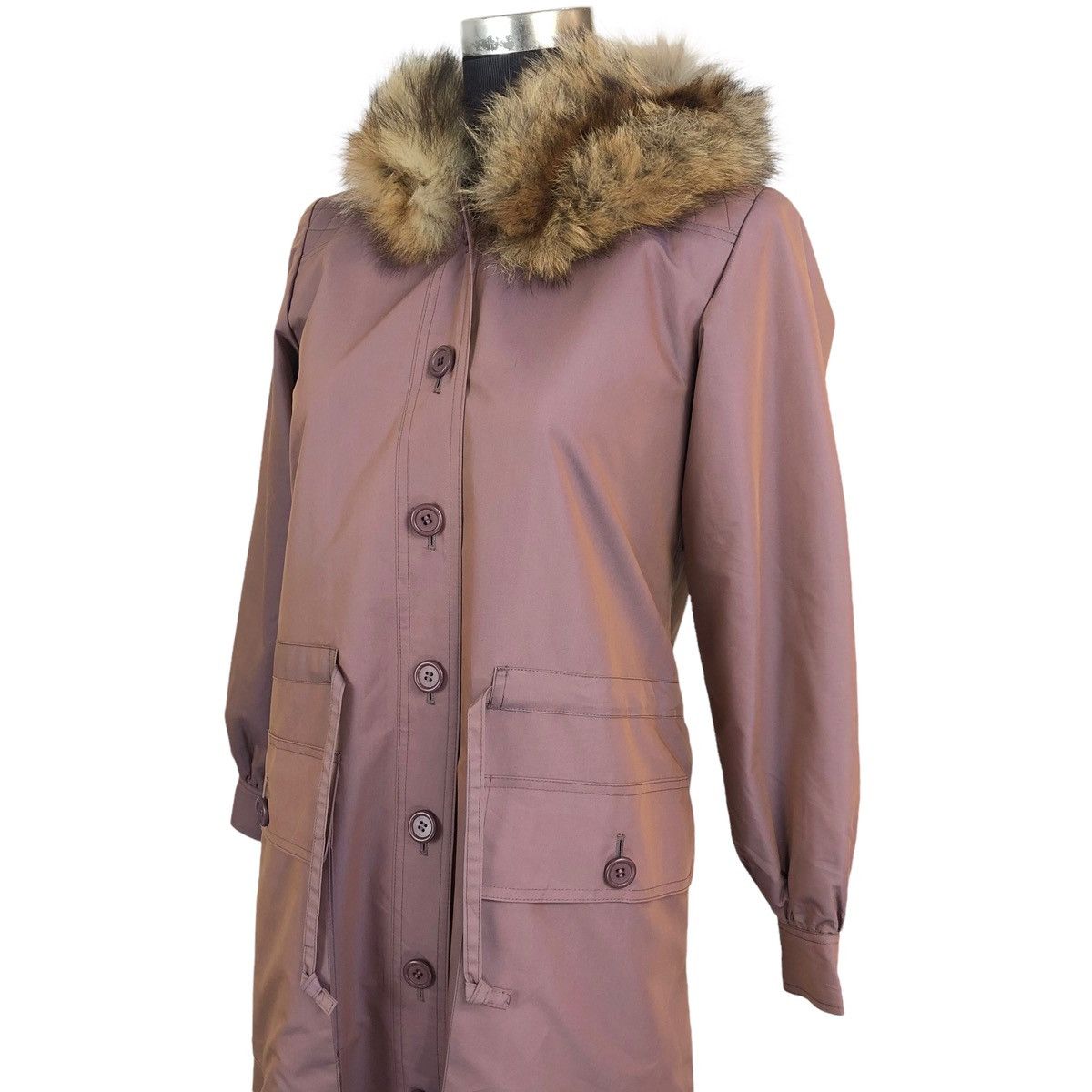 Yves Saint Laurent Vintage 90s Yves Saint Laurent Paris Furs Collar Trench Coat Size S / US 4 / IT 40 - 6 Thumbnail