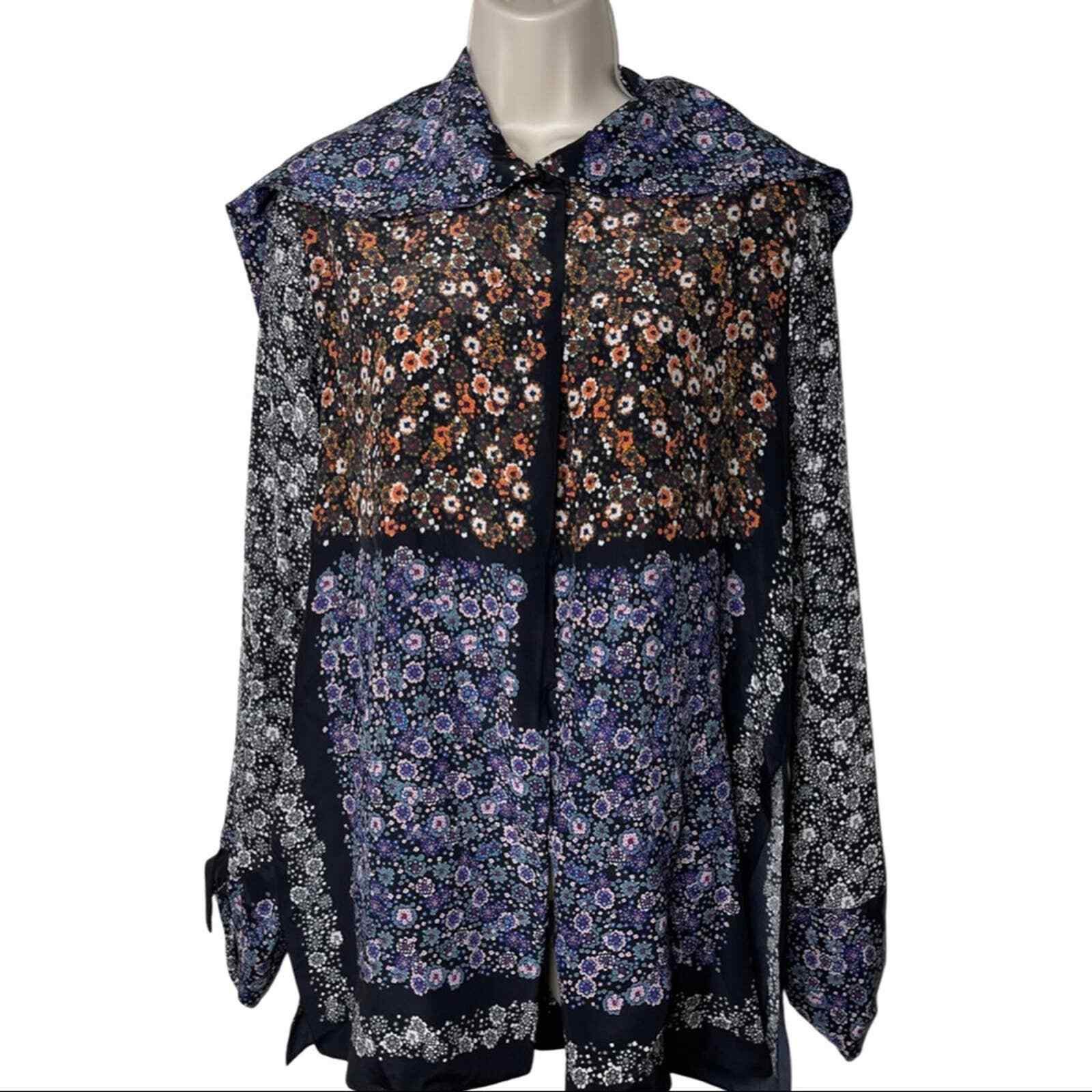 Osklen Rio De Janeiro 100% silk floral color-block blouse